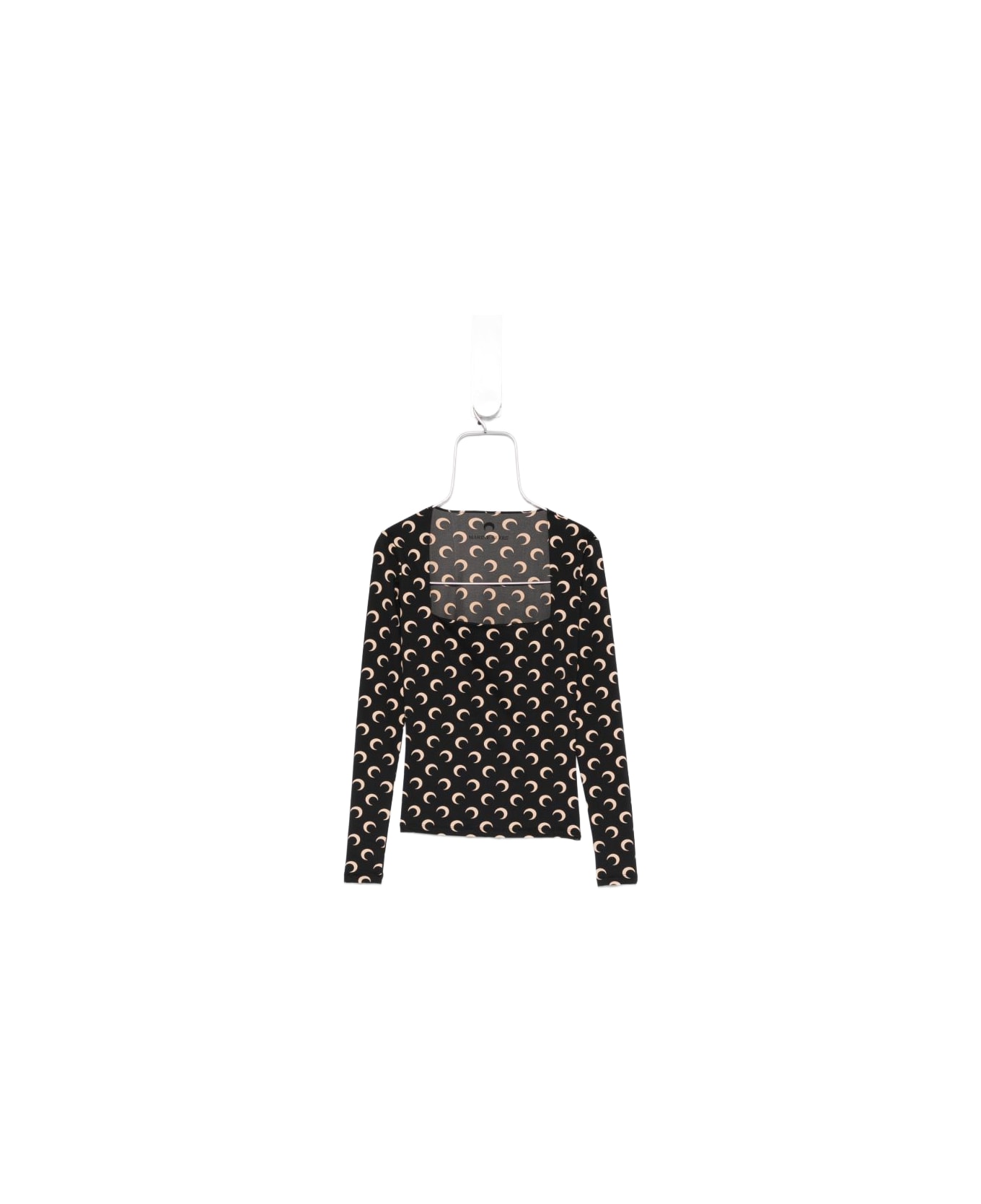 Marine Serre Moon Print Square-neck Top - Black