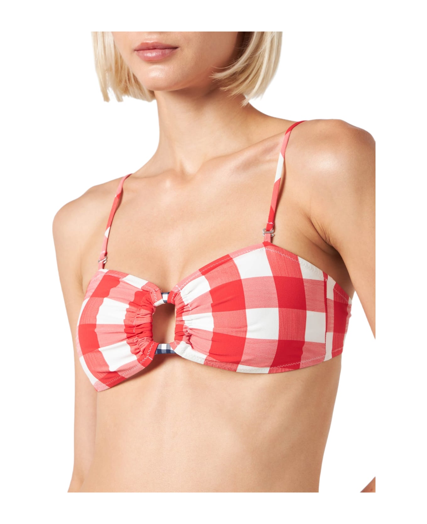 MC2 Saint Barth Gingham Bralette With Squared Ring - RED
