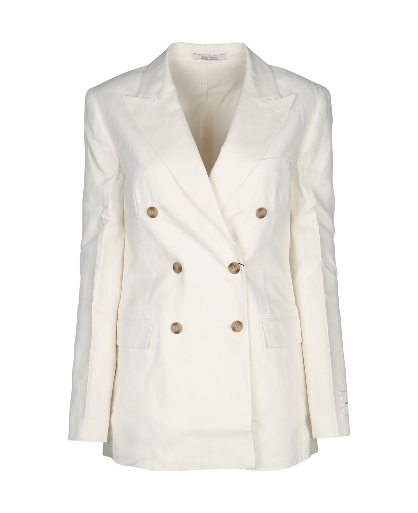 Calvin Klein Relaxed Linen Db Breasted Blazer - TOFU
