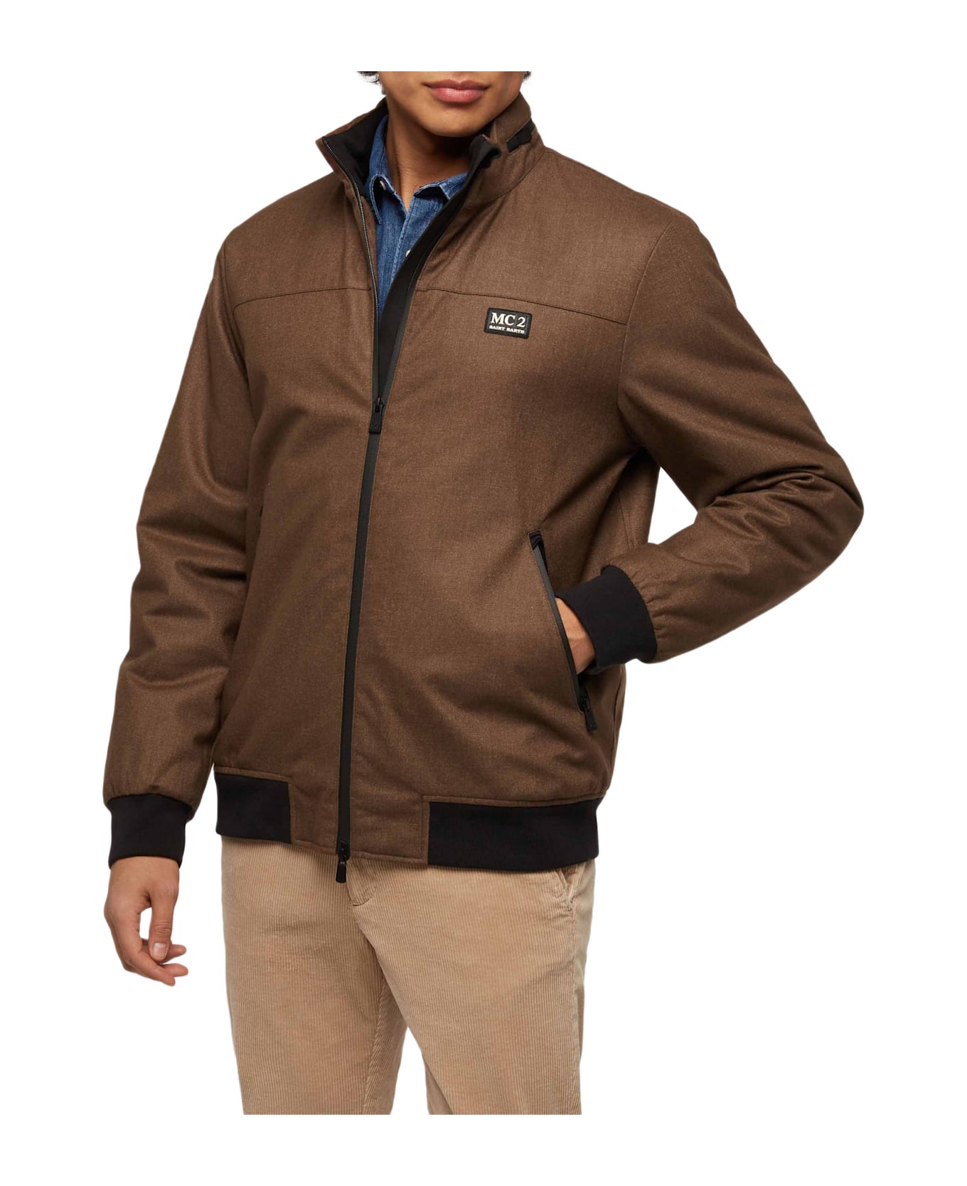 MC2 Saint Barth Wooly Brown Bomber Jacket Country With Teddy Lining - BROWN