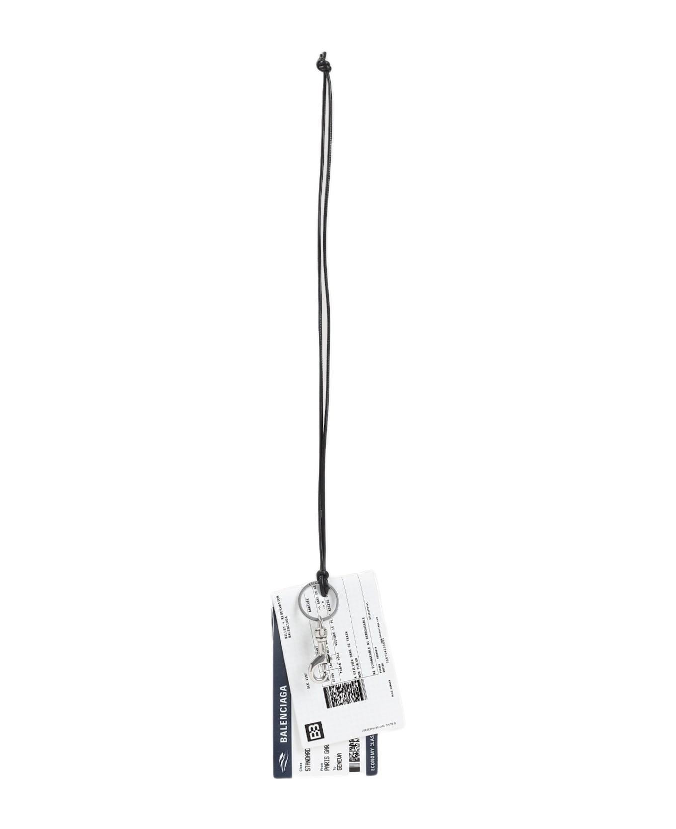 Balenciaga Train Ticket Keyring - White Blk Blue