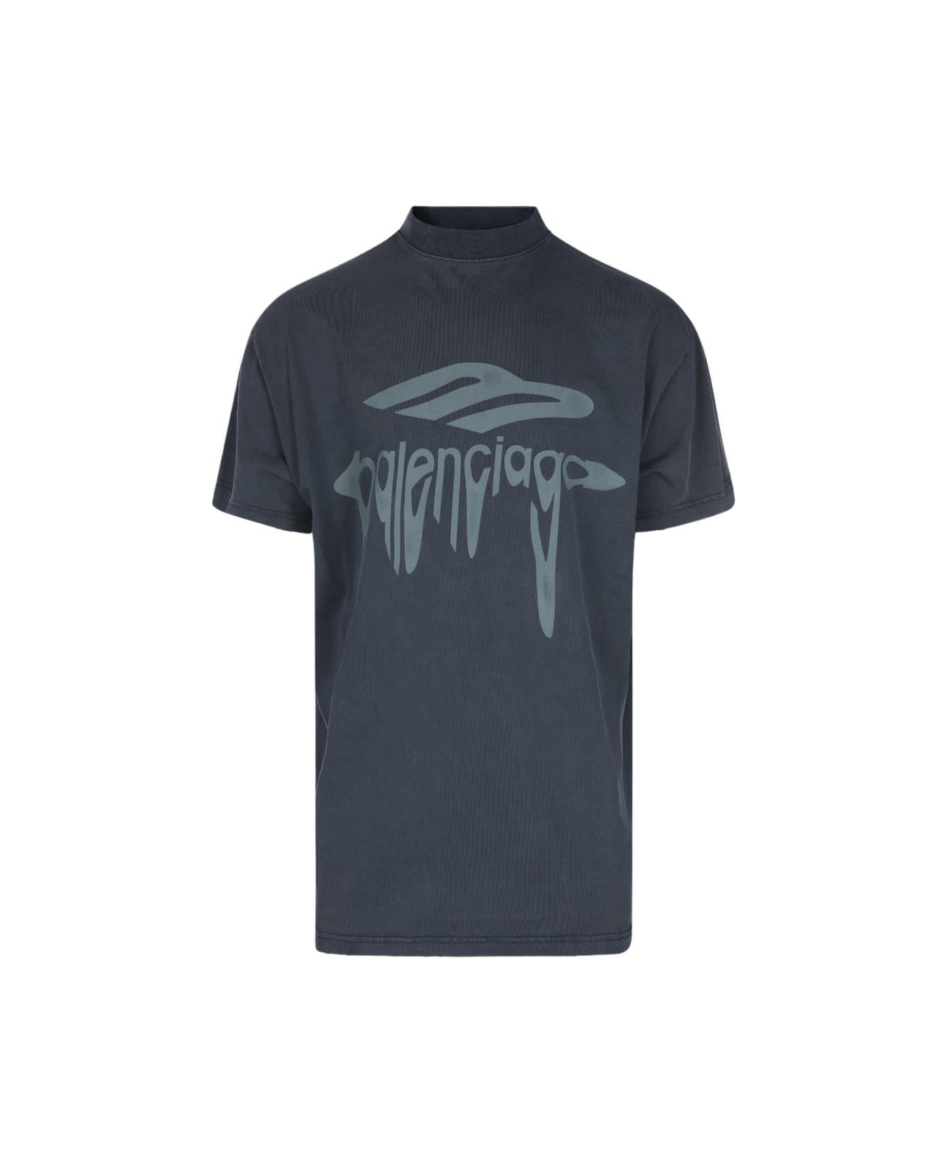 Balenciaga Dark Blue Cotton T-shirt - Faded Wash Blck/anth