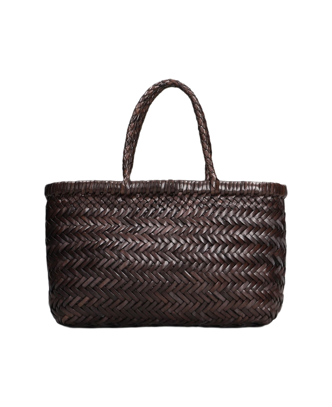 Dragon Diffusion Mini Flat Gora Baskt Hand Bag In Brown Leather - brown