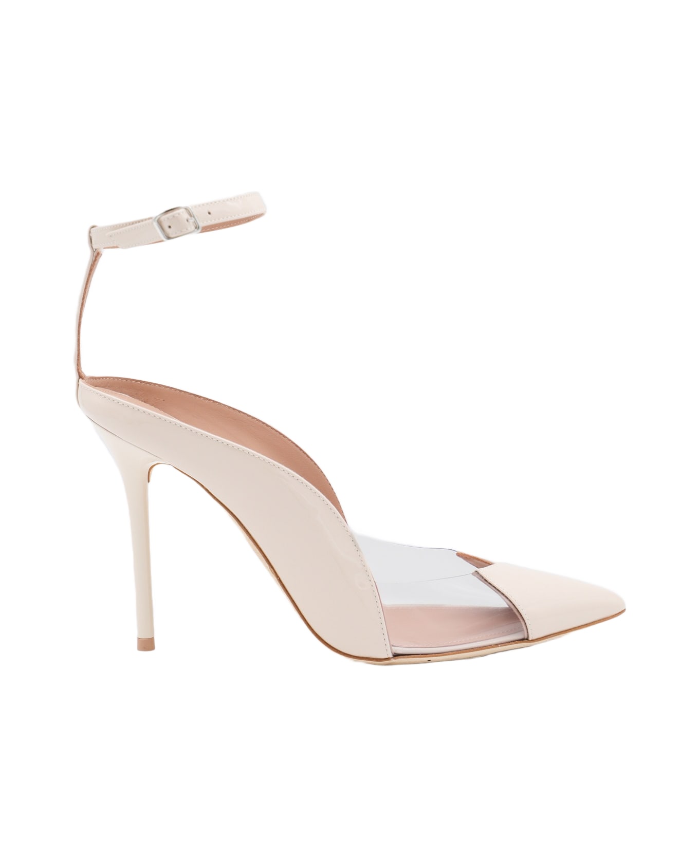 Malone Souliers Cream Leather Pumps - SHEEL/CLEAR