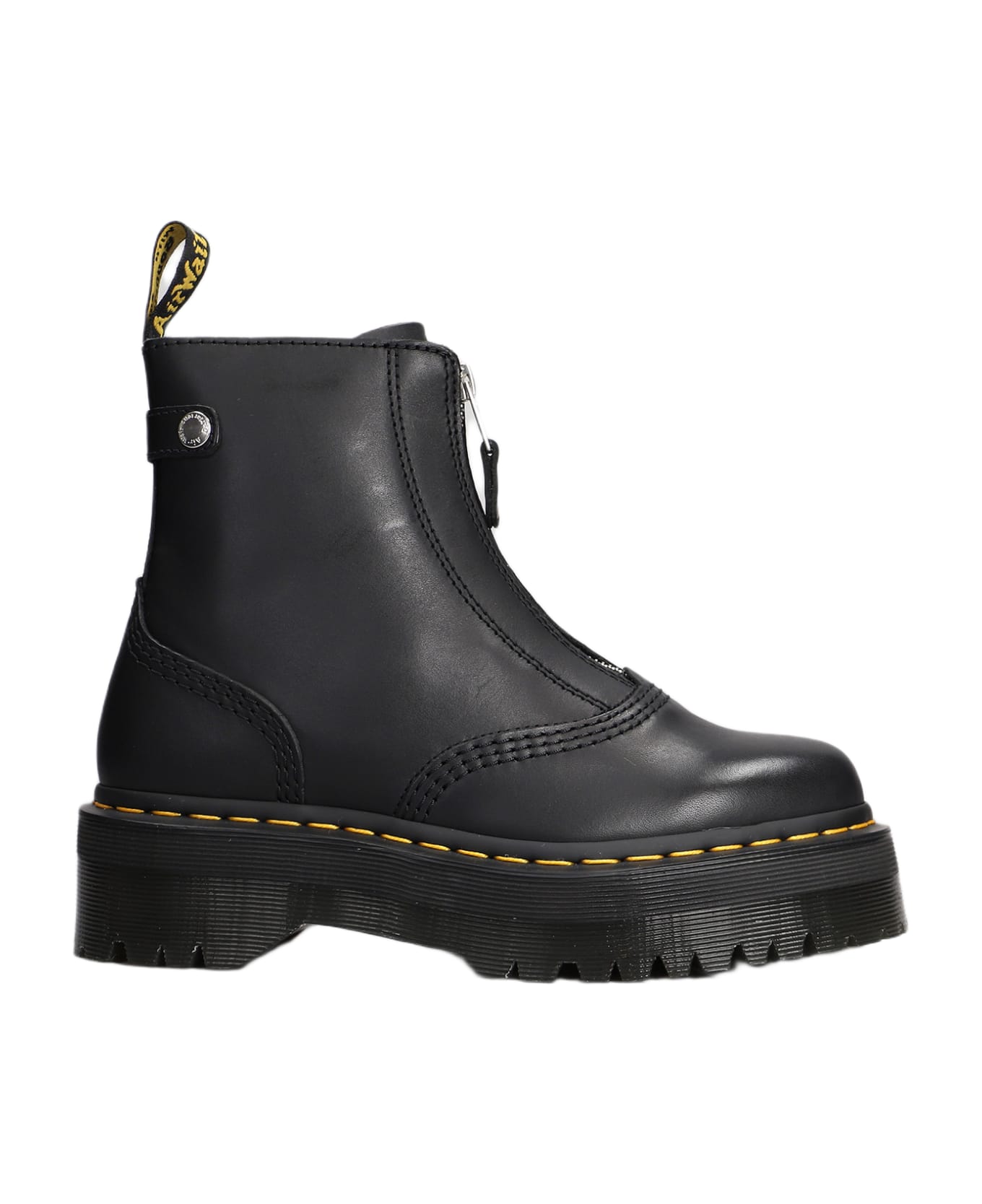 Dr. Martens Jetta Combat Boots In Black Leather - black