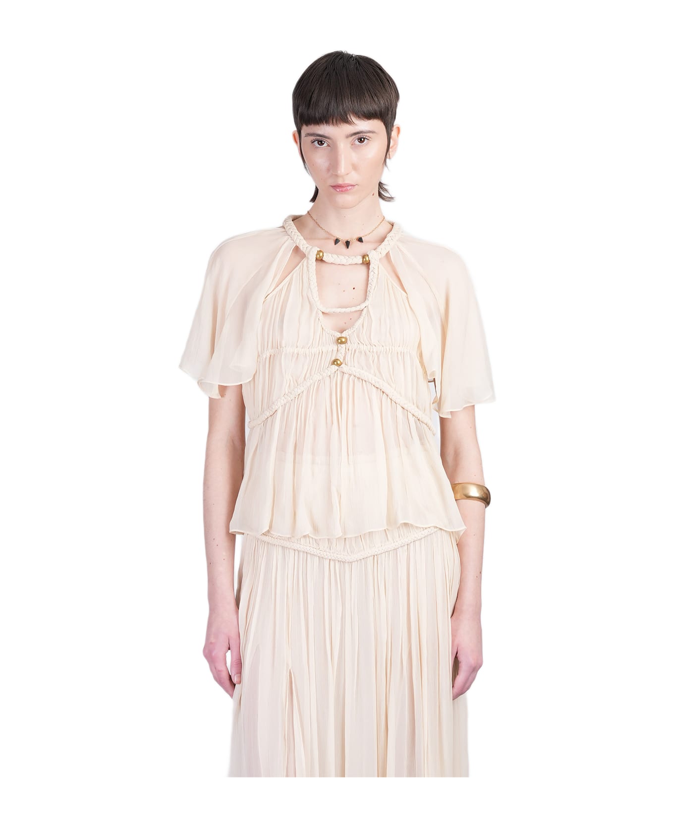 Isabel Marant Rosaline Topwear In Beige Silk - beige