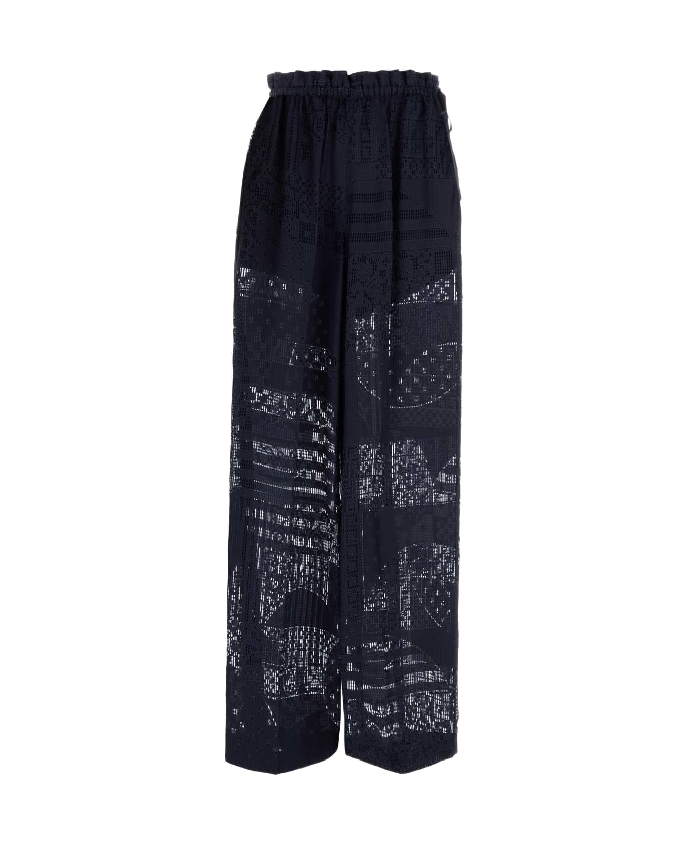 Fendi Navy Blue Viscose Blend Pant - BLU