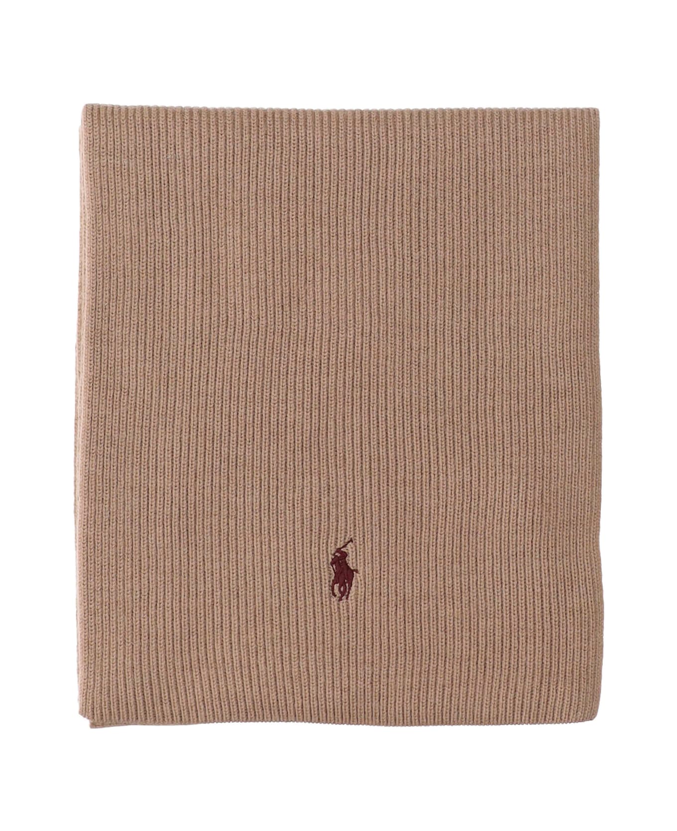 Polo Ralph Lauren Wool Scarf With Logo - Camel Melange