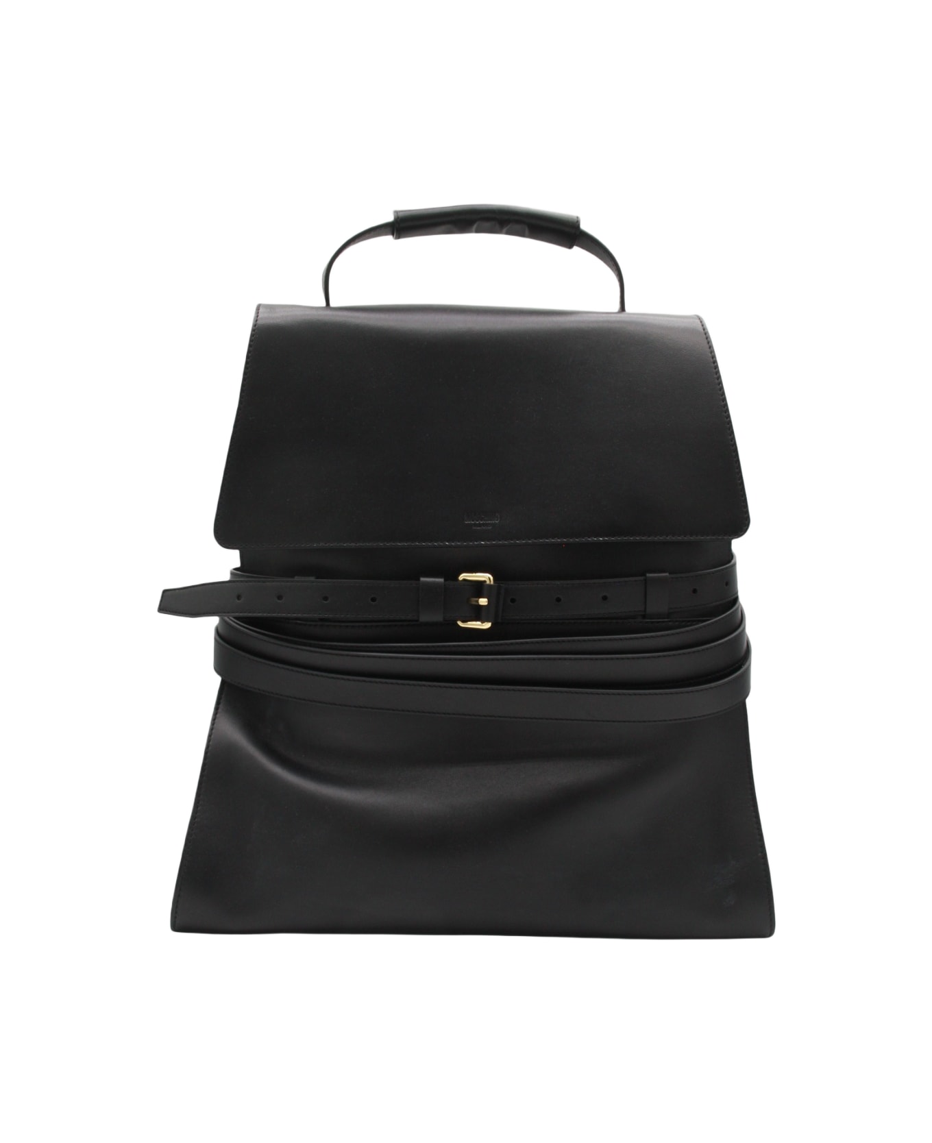 Moschino Black Leather Backpack - Black