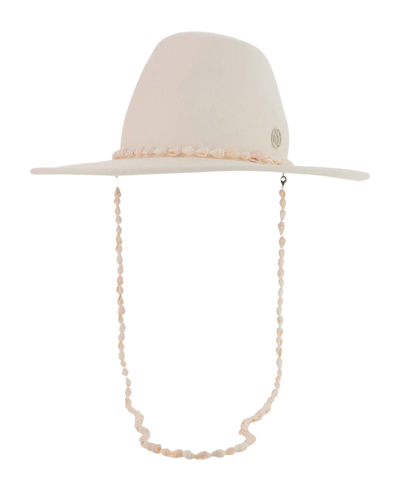 Maison Michel Kyra Wool Felt Hat With Shells - White