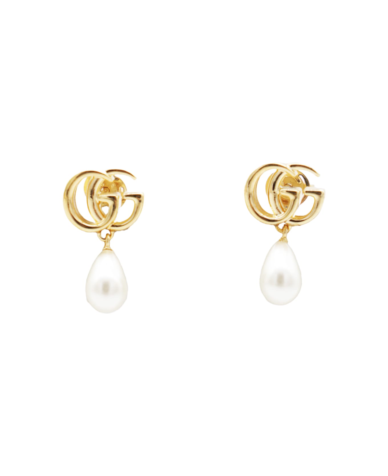 Gucci White And Gold Brass Earrings - Golden