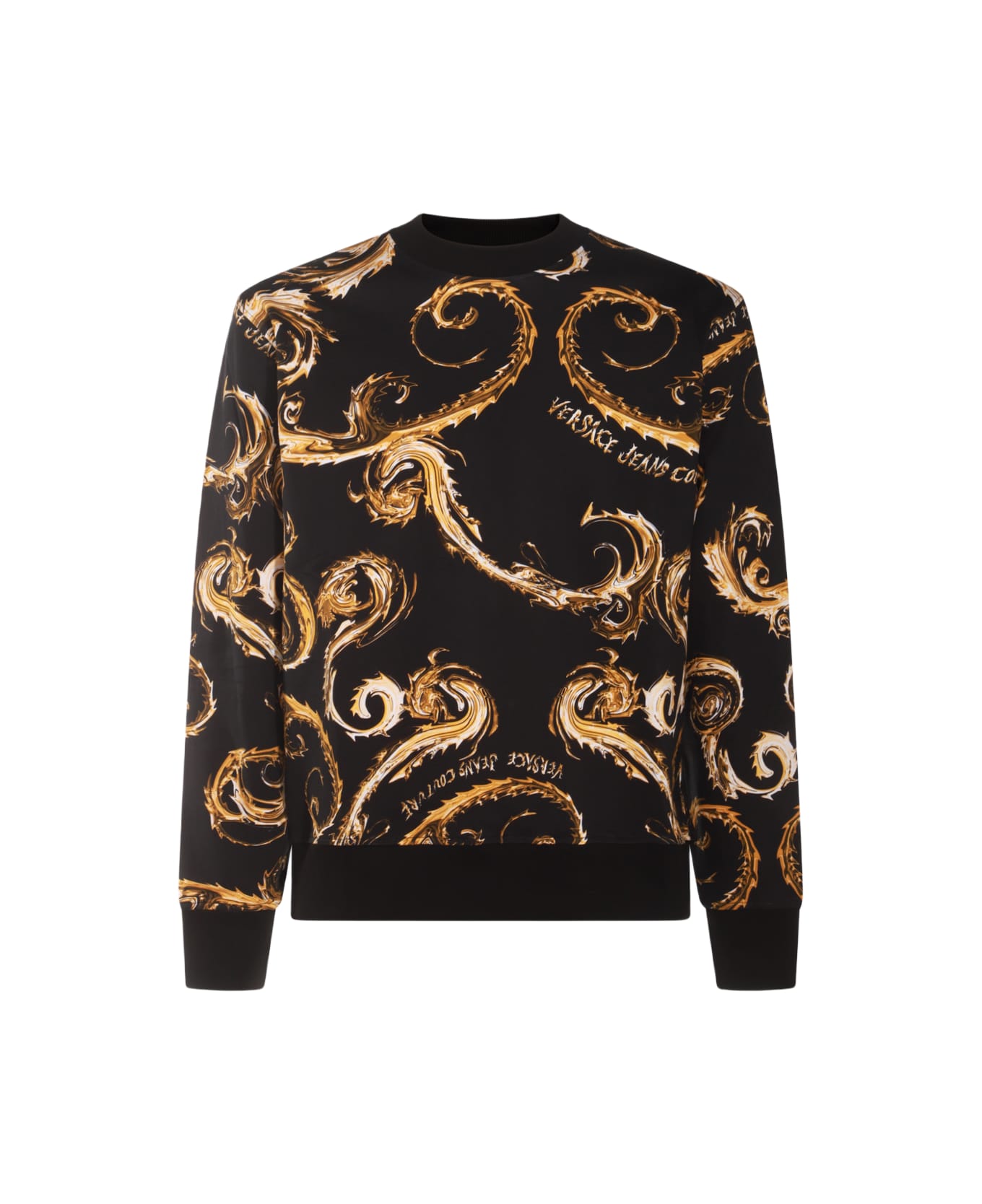 Versace Jeans Couture Black And Gold Cotton Sweatshirt - Black