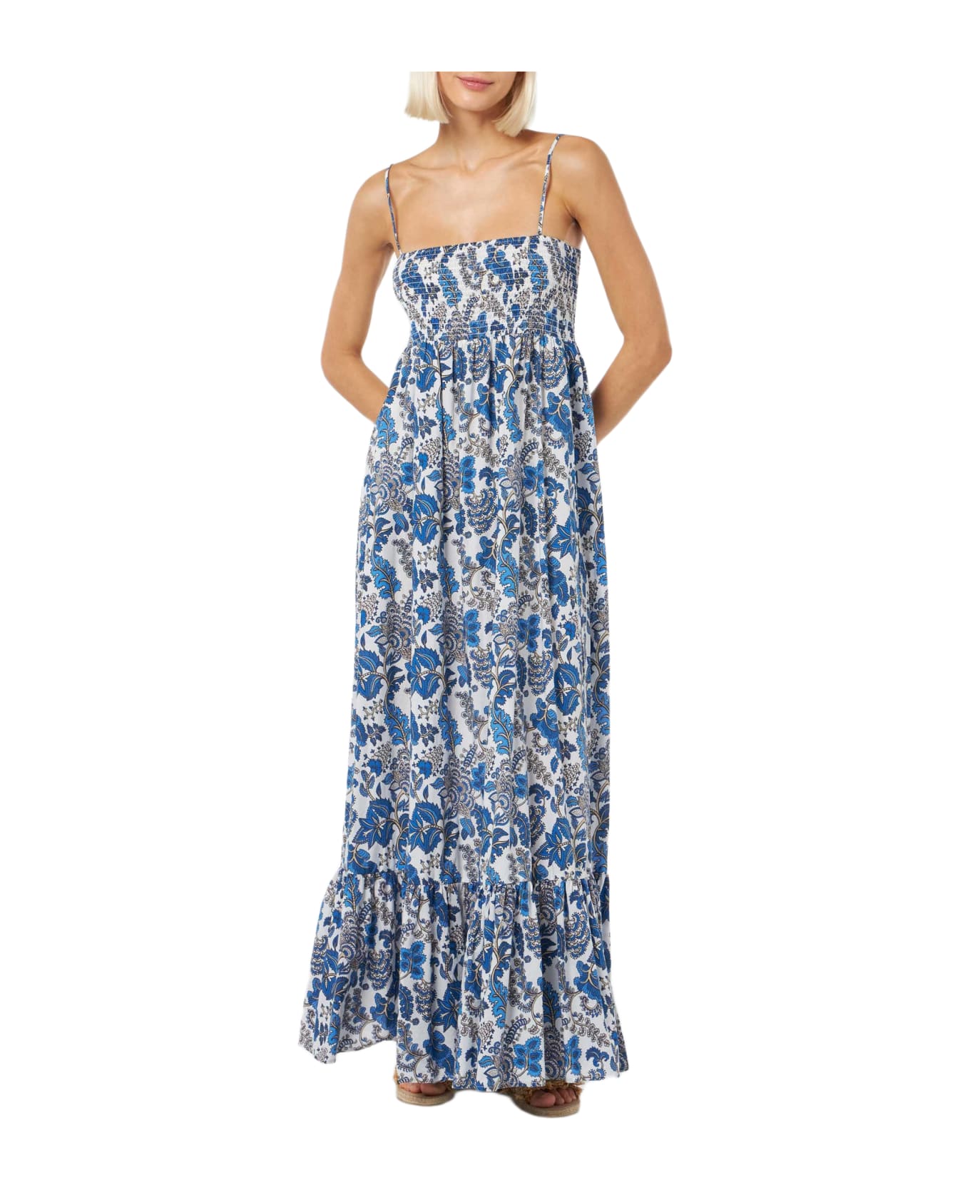 MC2 Saint Barth Woman Cotton Dress Jemma With Smocked Embroidery - WHITE