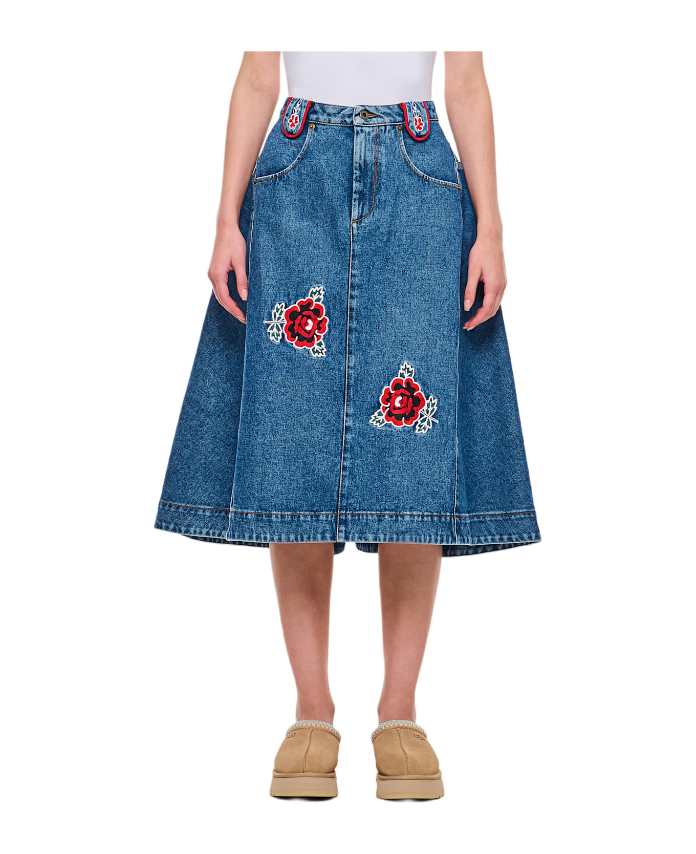 Molly Goddard Abi Denim Miid Skirt - Blue