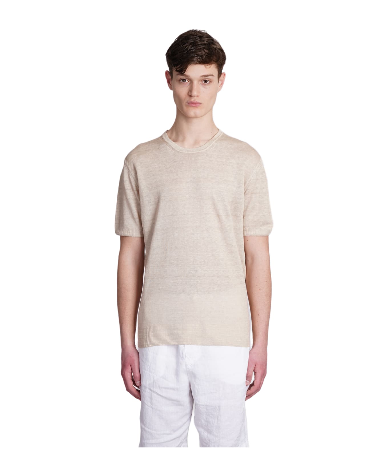 120% Lino T-shirt In Beige Linen - beige