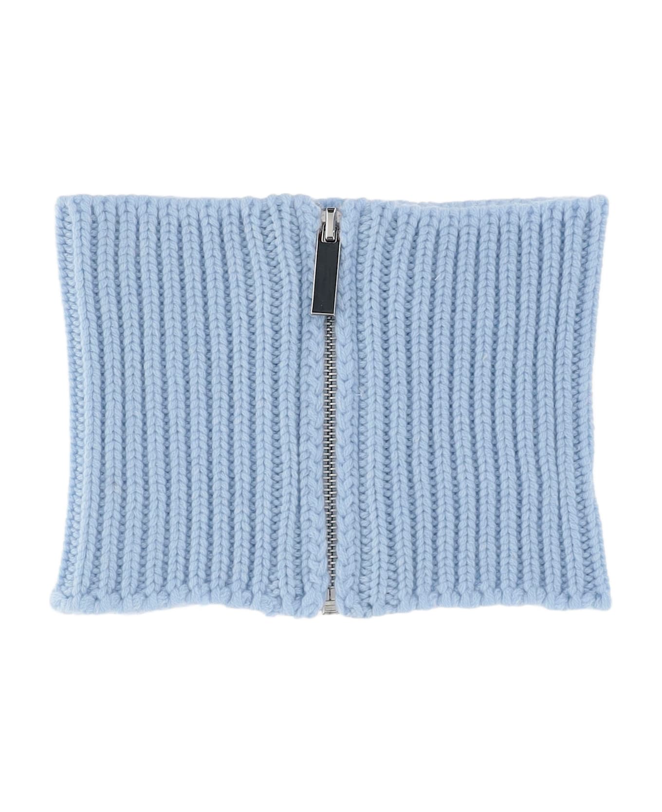 Sa Su Phi Cashmere Knit Cashmere Collar Scarf - Clear Blue