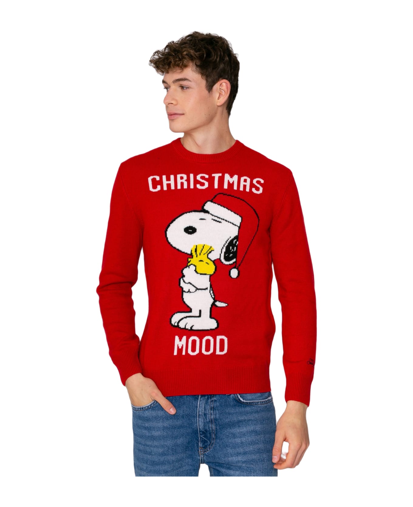 MC2 Saint Barth Man Sweater Christmas Snoopy | Peanuts Special Edition - RED