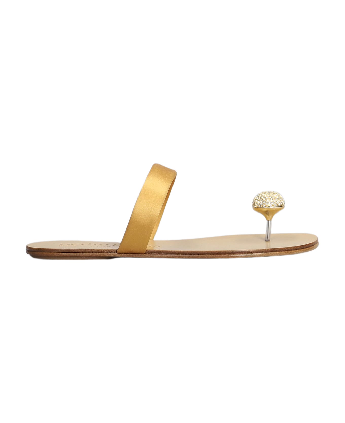 Pedro Garcia Pacha Flats In Gold Satin - gold