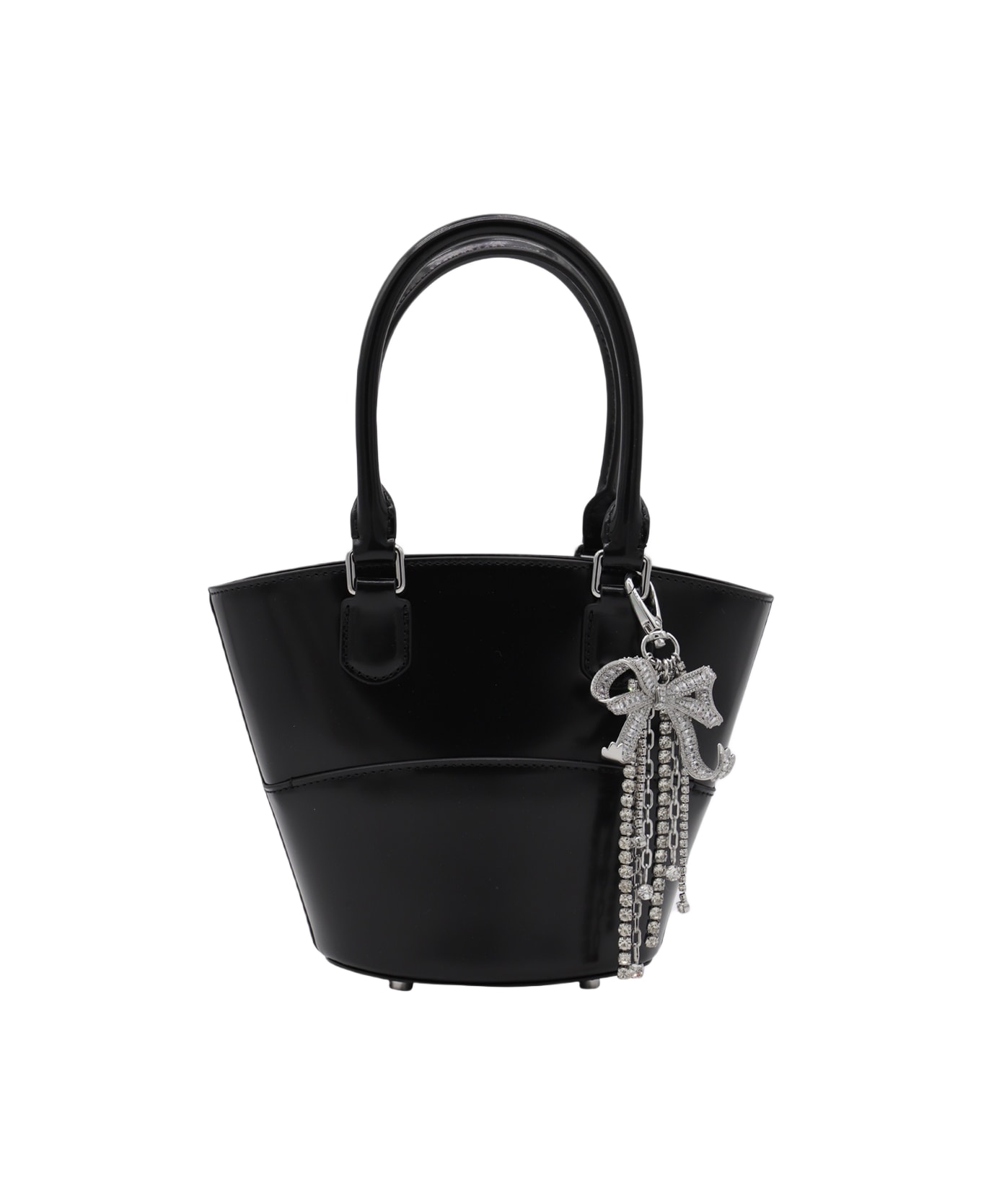 self-portrait Black Leather Top Handle Bag - Black