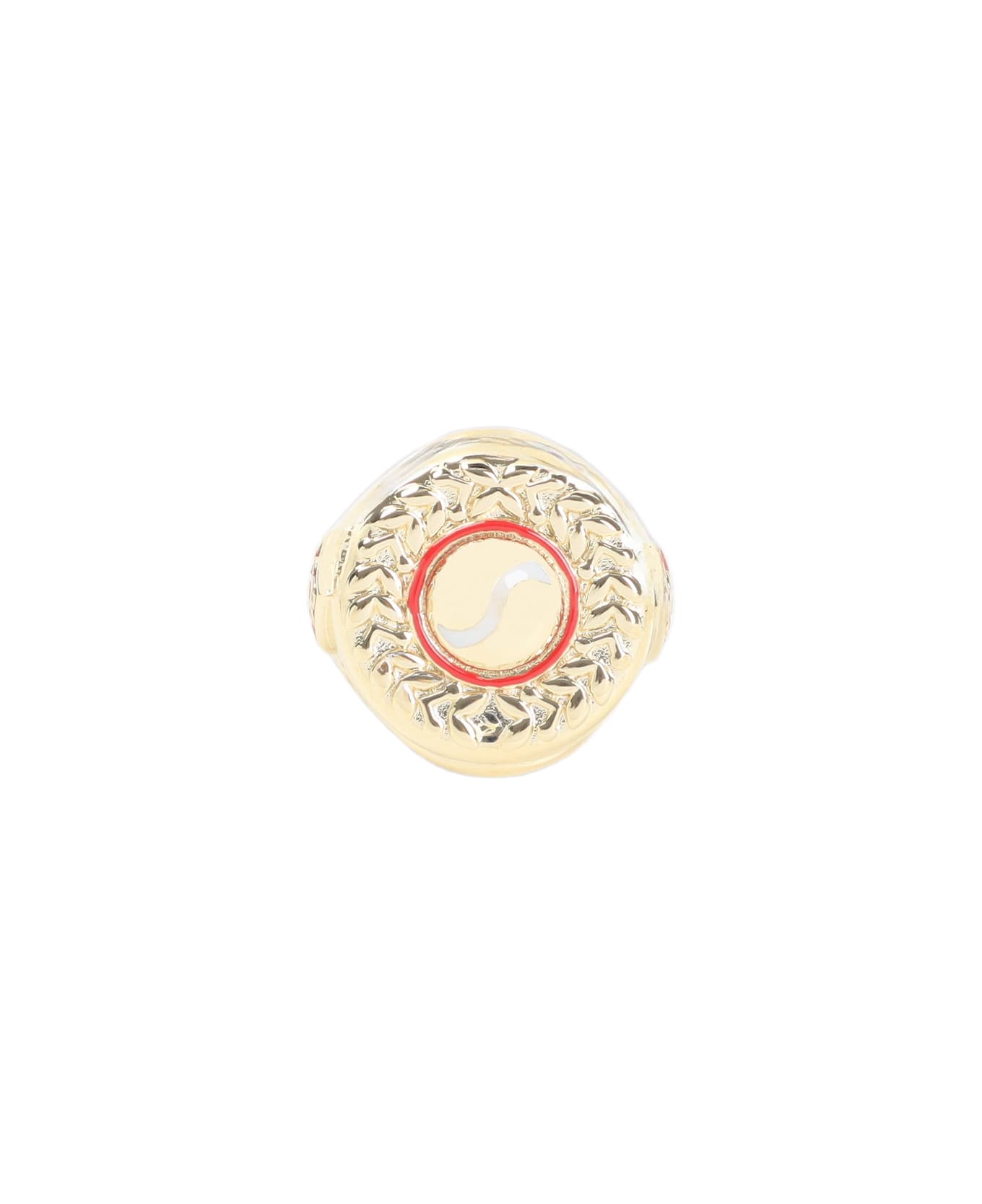 Casablanca Sports Medallion Ring - Gold Red
