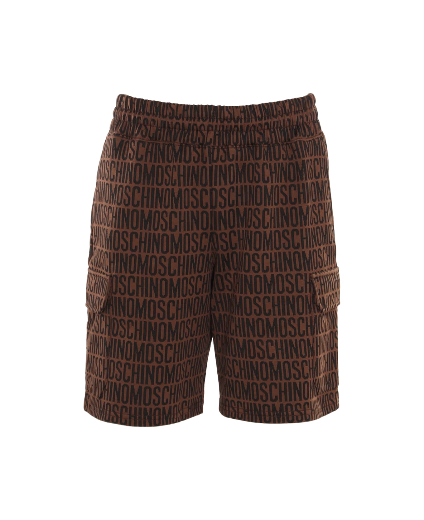 Moschino Brown And Black Cotton Shorts - Brown