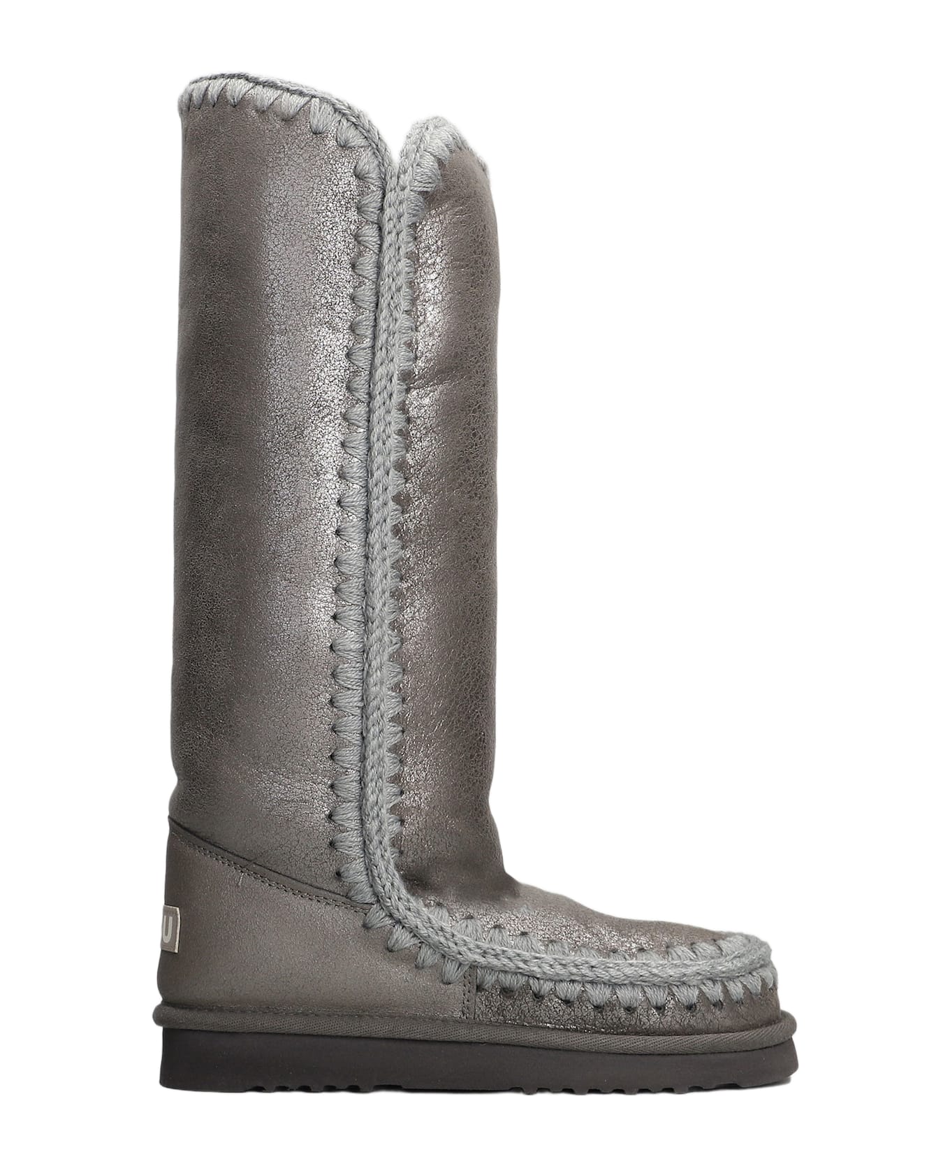 Mou Eskimo 40 Low Heels Boots In Grey Suede - grey