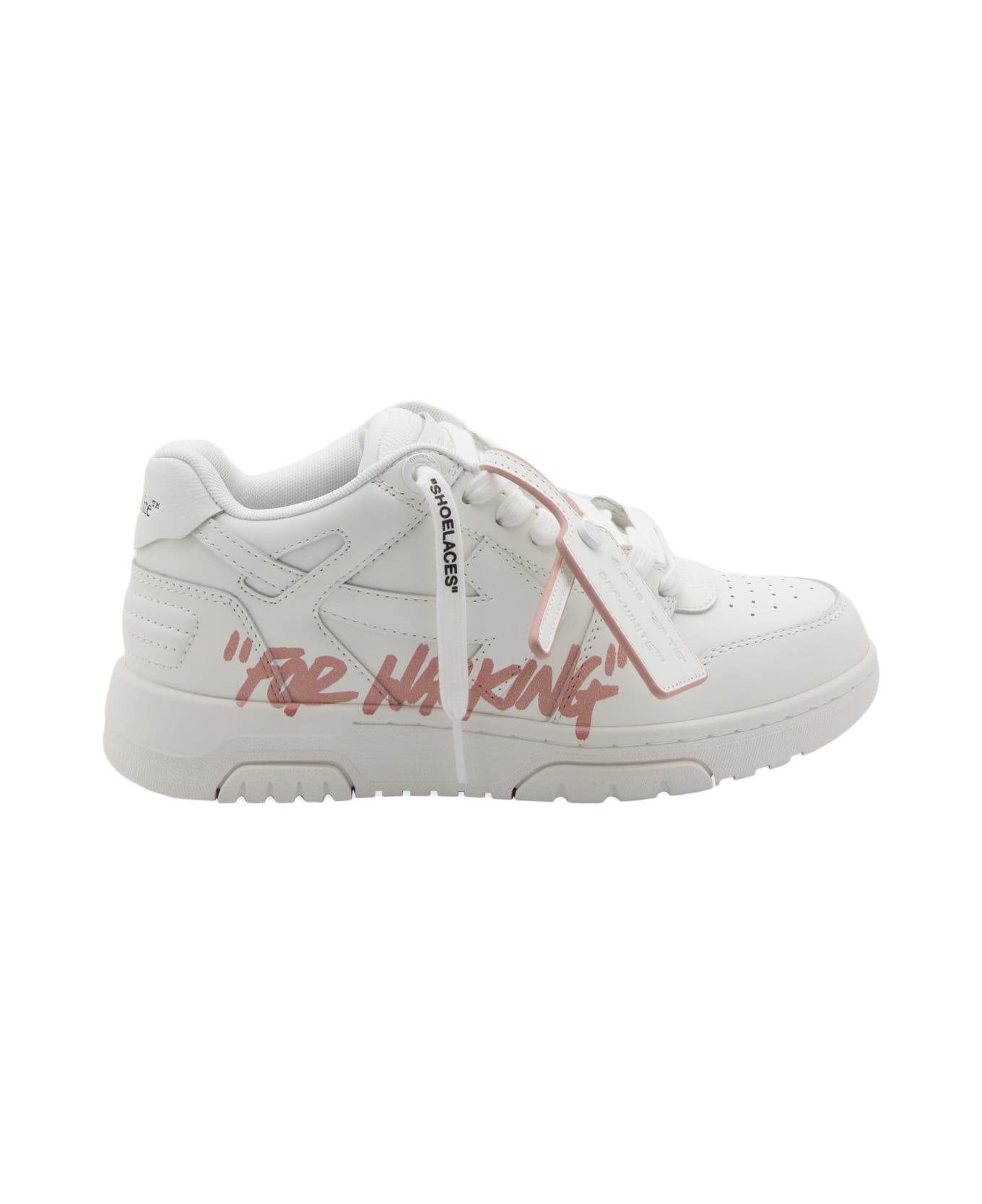 Off-White White And Pink Leather Out Of Office Sneakers - White