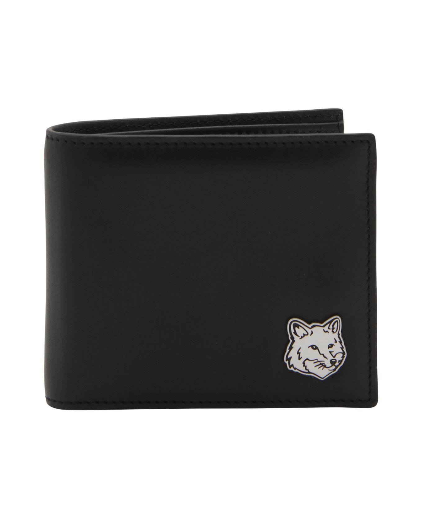 Maison Kitsuné Black Leather Wallet - Black 財布