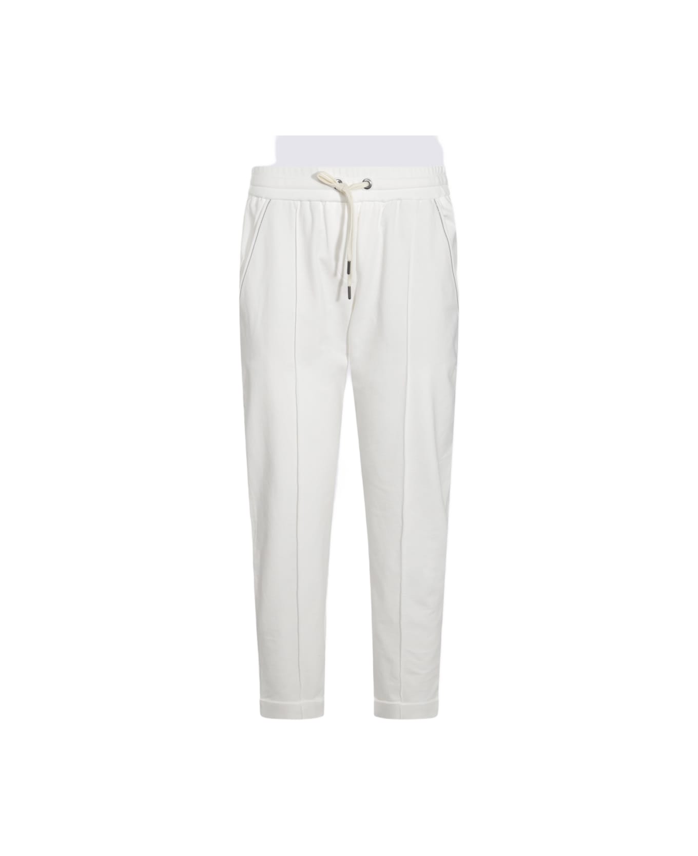 Brunello Cucinelli White Cotton Pants - Natural