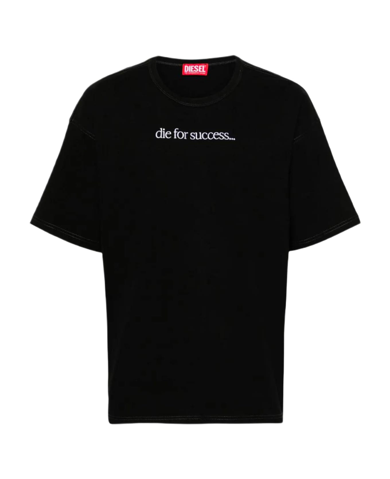 Diesel 0nfae T-box-n6 Black cotton t-shirt with front slogan embroidery - T Boxt N6 - Nero
