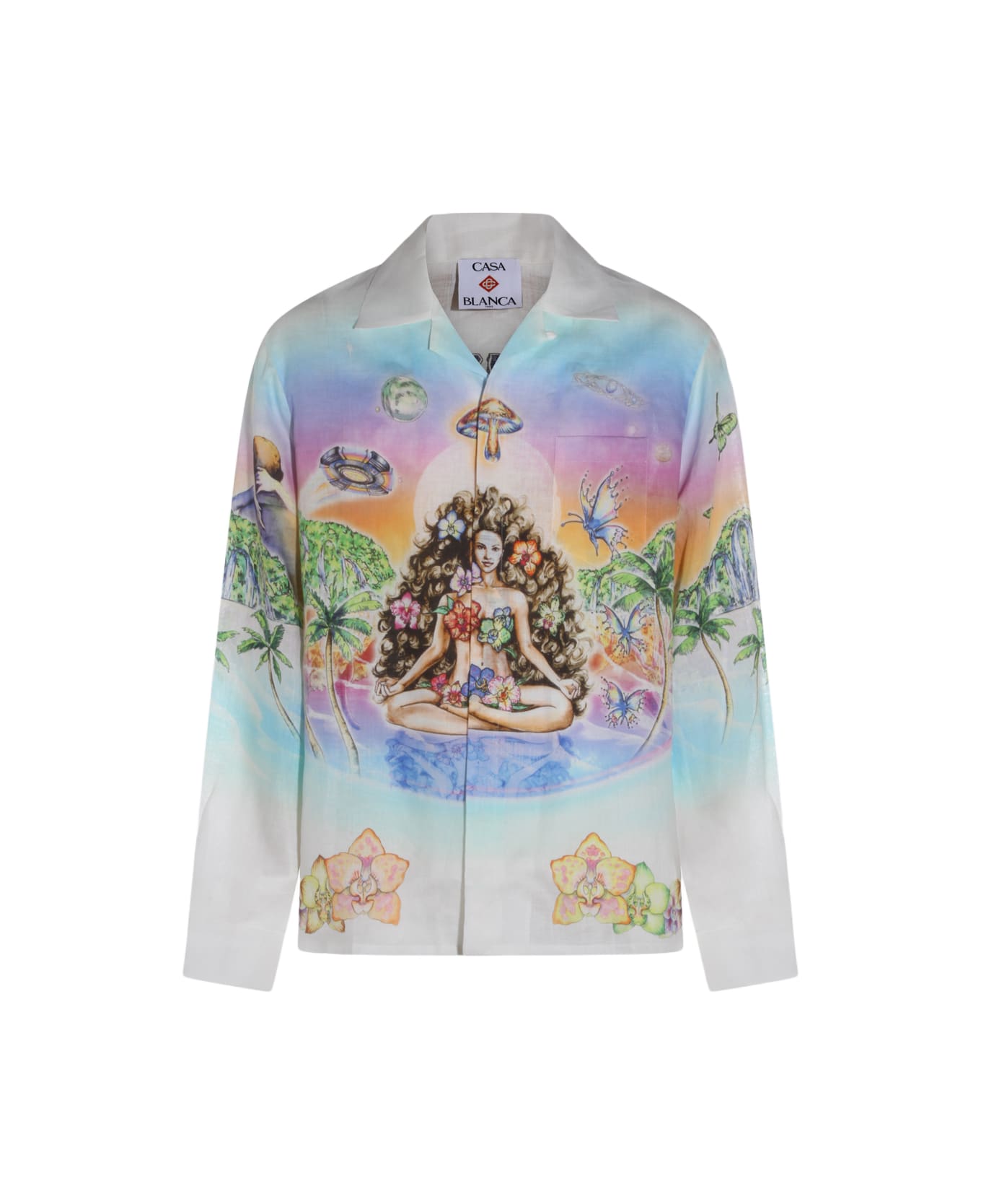 Casablanca White Linen Shirt - Red