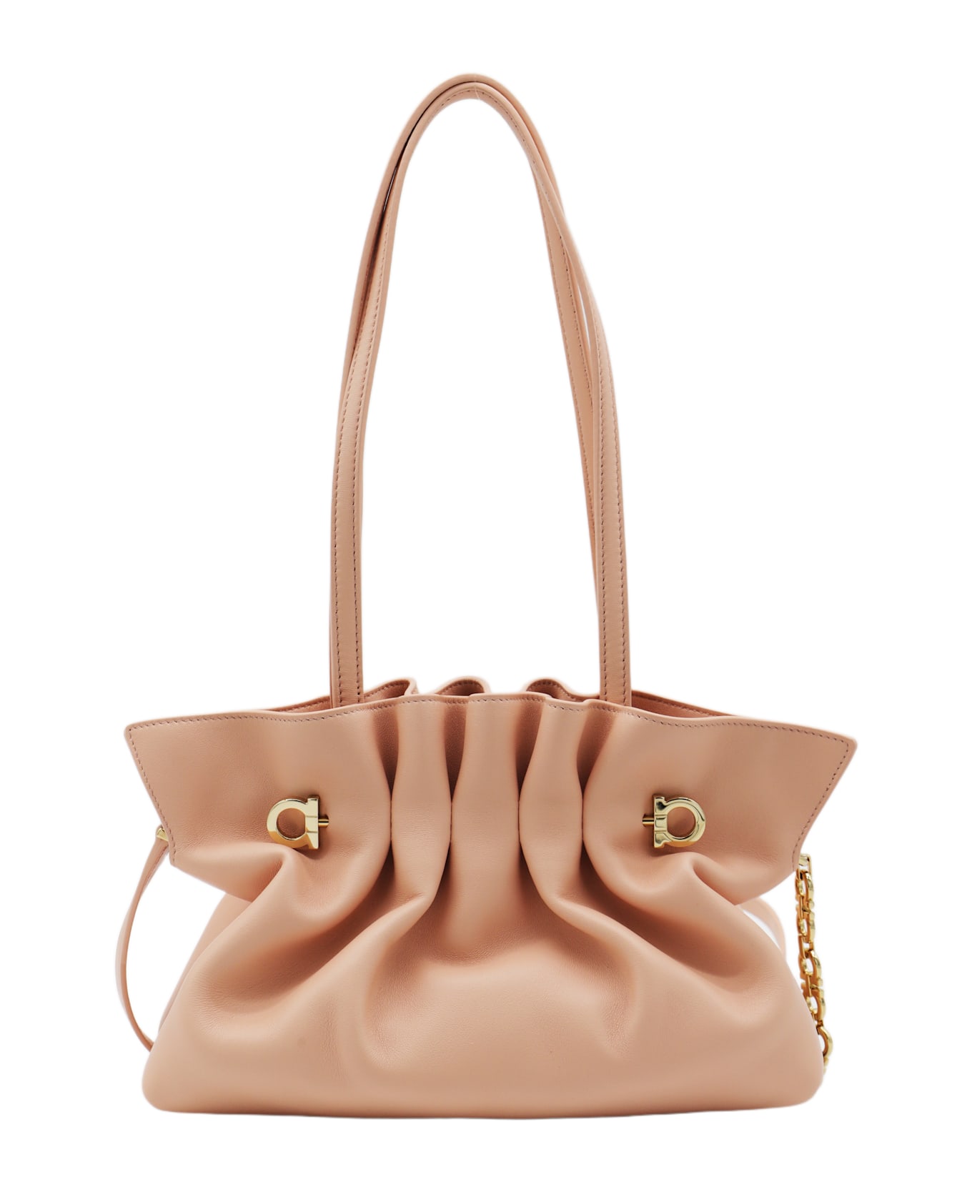 Ferragamo Light Pink Piercing S Leather Top Handle Bag - PLASTER