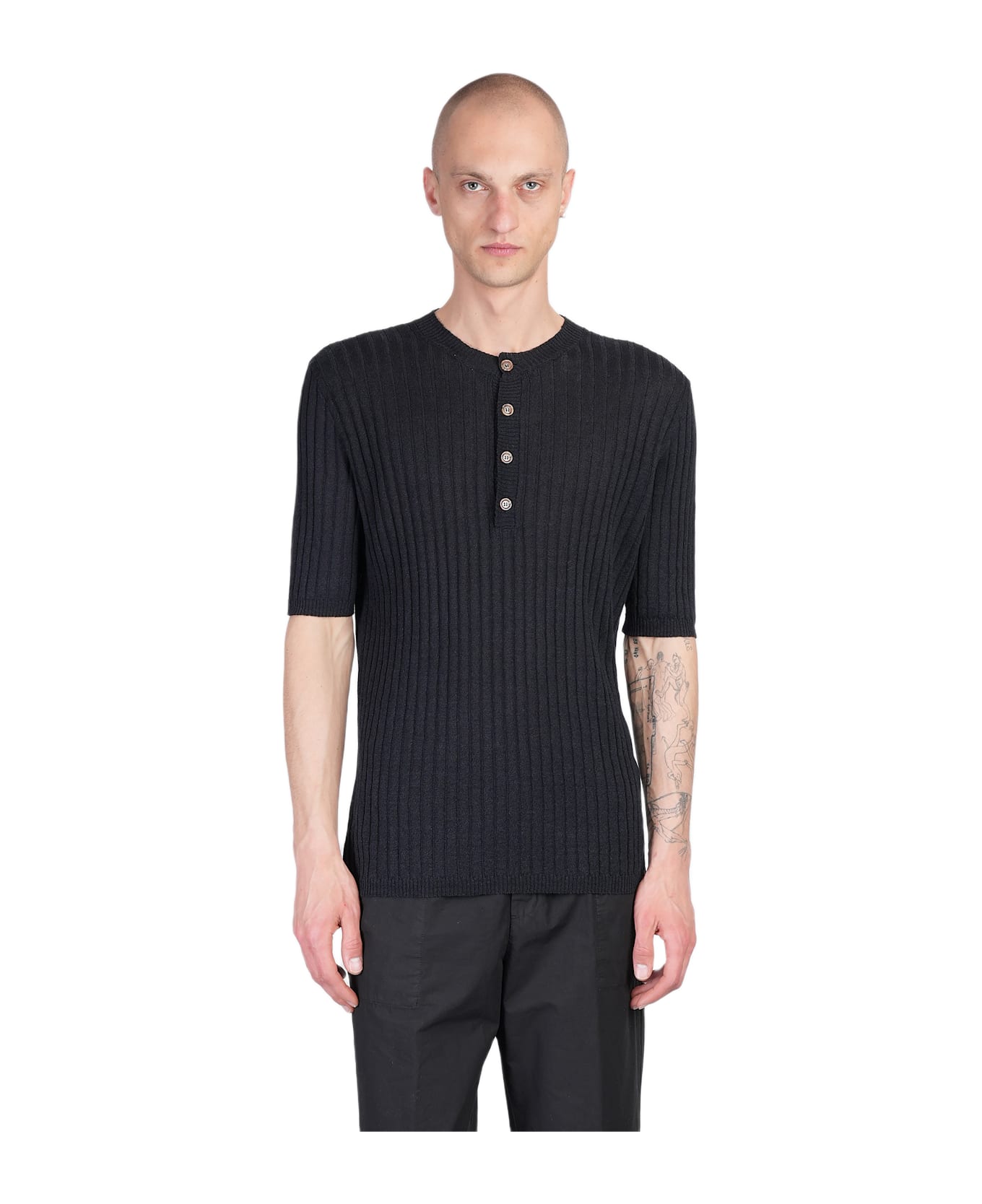 Mauro Grifoni T-shirt In Black Linen - black