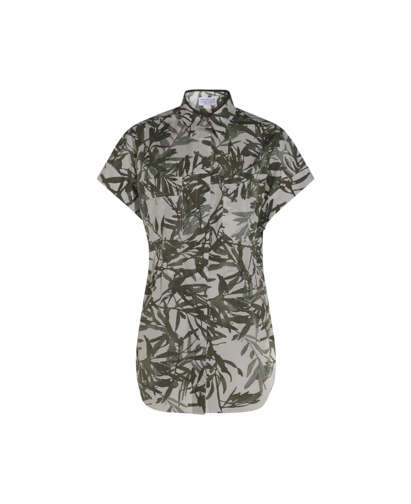 Brunello Cucinelli White And Grey Cotton Shirt