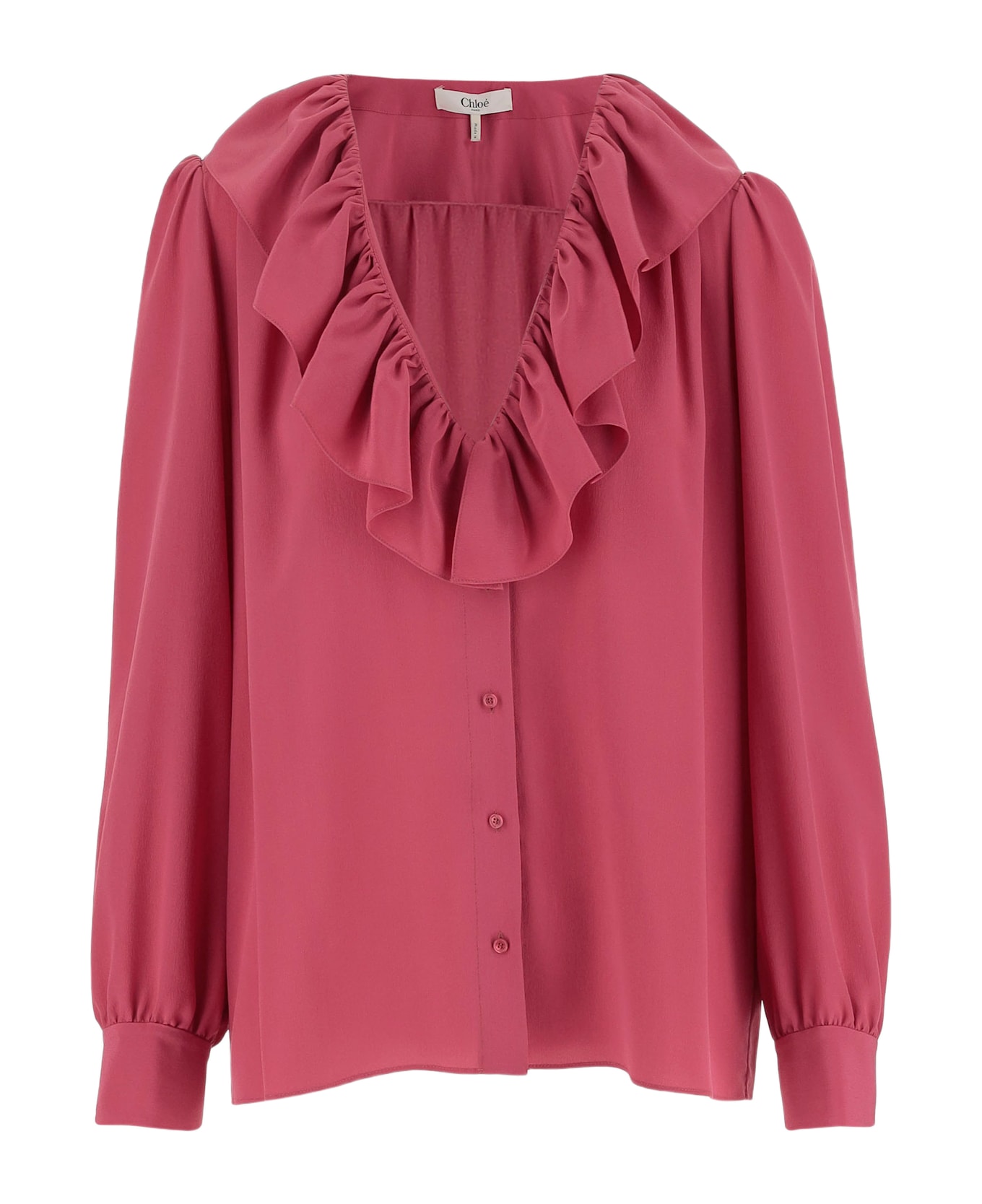 Chloé Silk Ruffled Shirt - Divine Red