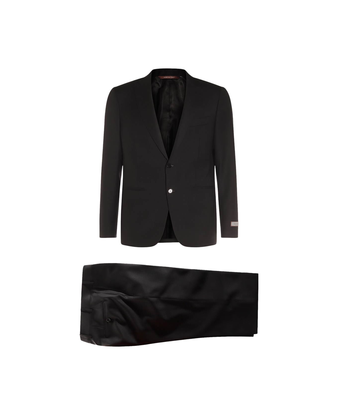 Canali Black Wool Suits - Black
