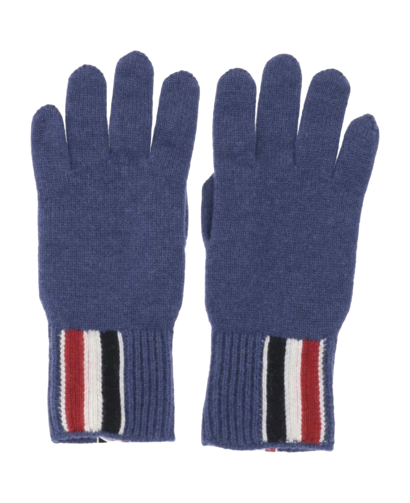 Thom Browne Wool Gloves With Tricolor Pattern - Blue