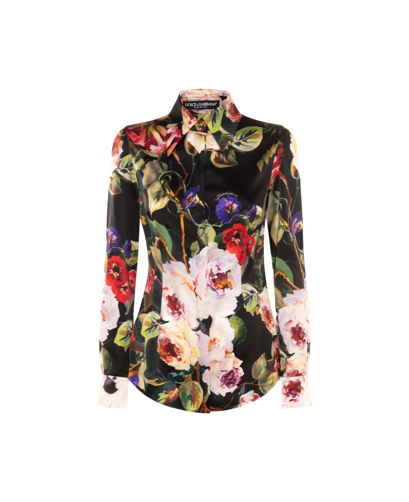 Dolce & Gabbana Black Multicolour Silk Blend Shirt - ROSETO F.DO NERO