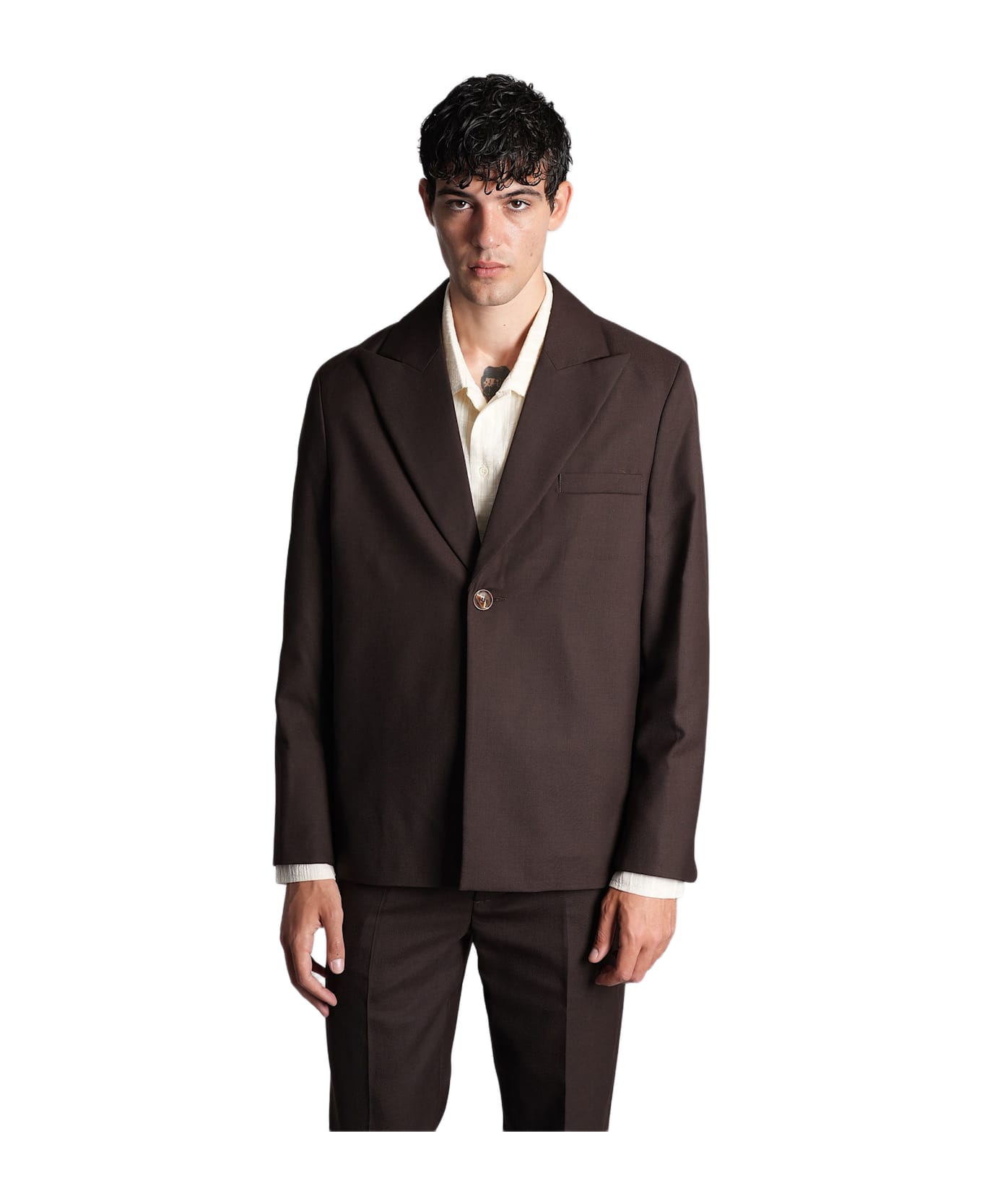 Séfr Seydou Blazer In Brown Wool - brown