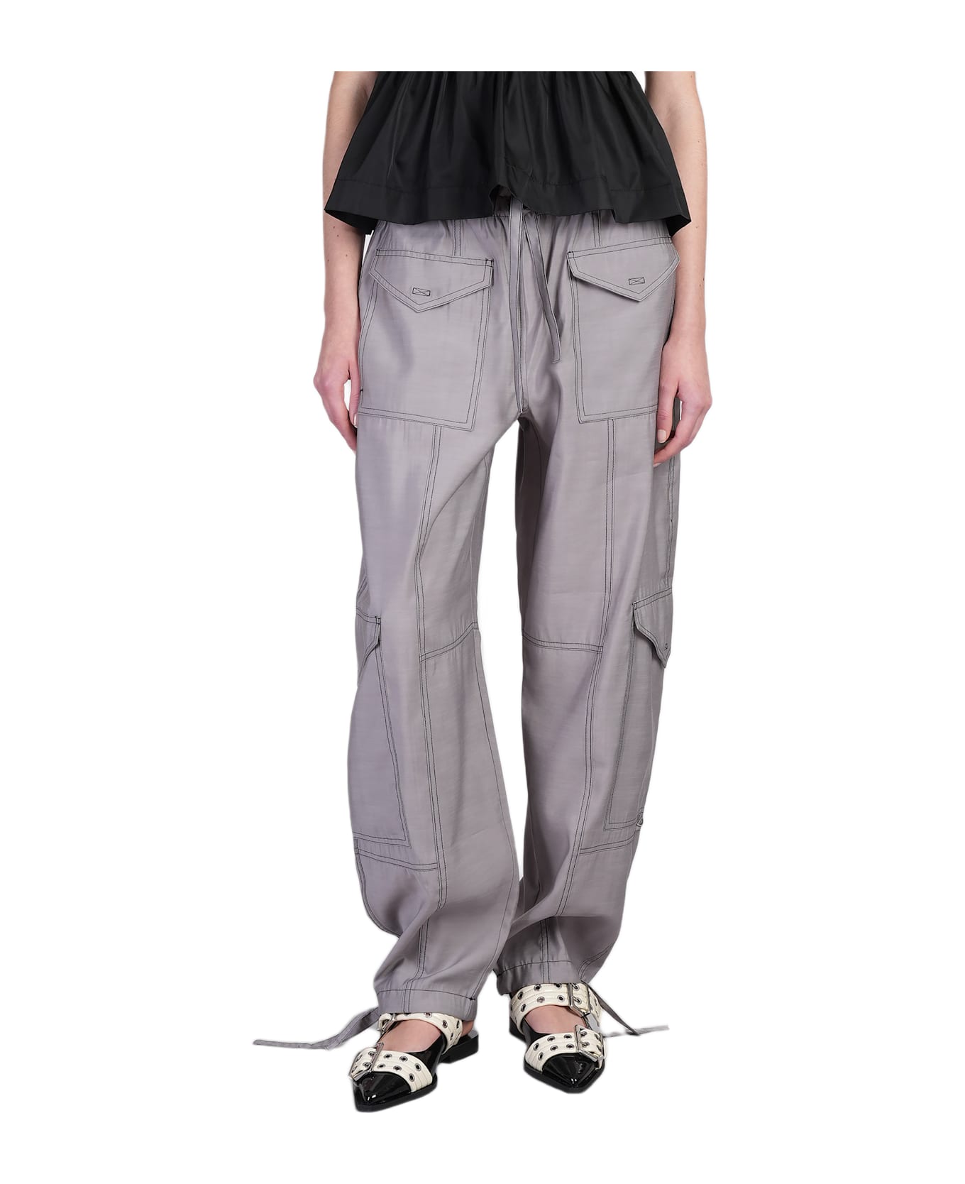 Ganni Pants In Grey Viscose - grey