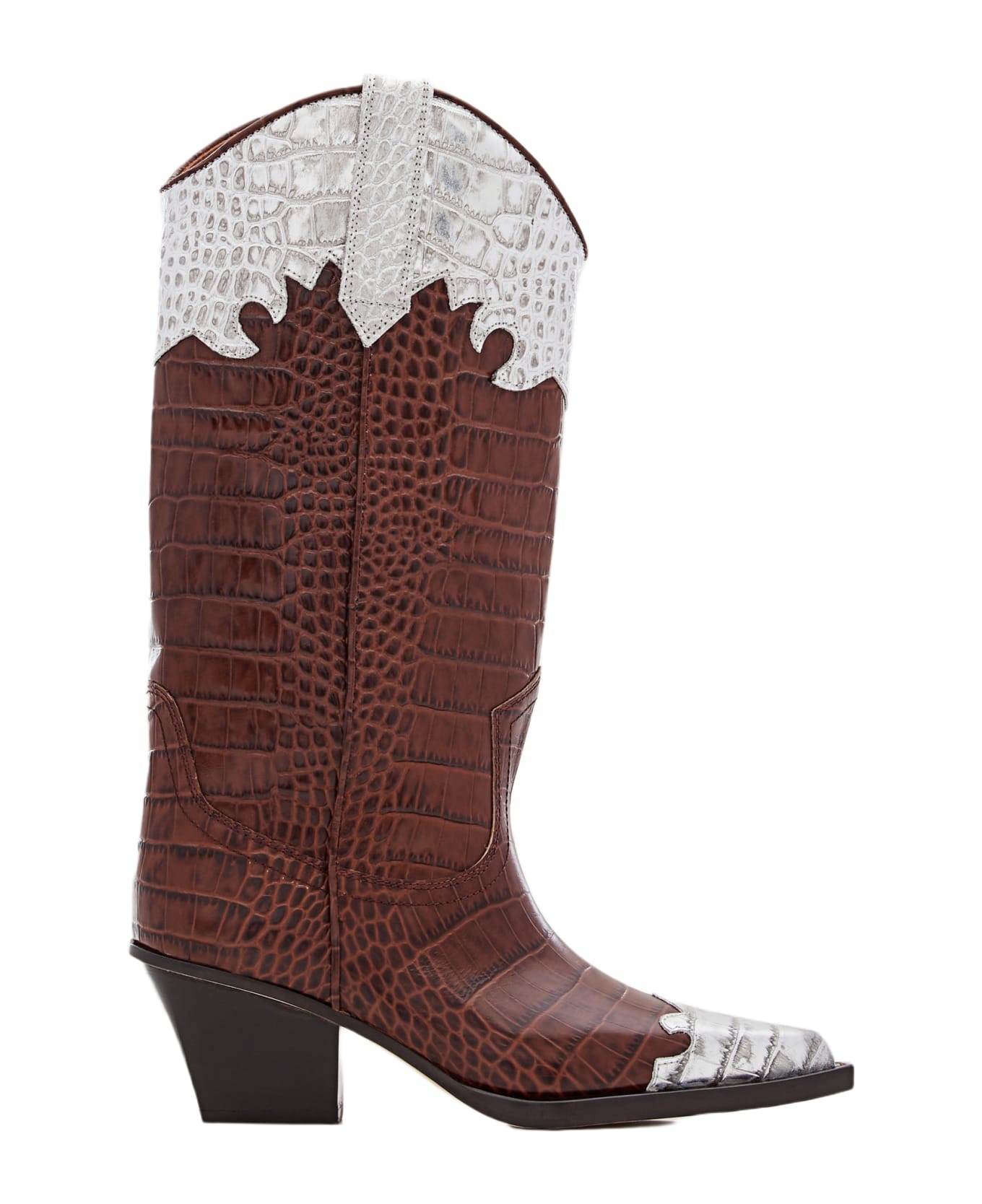 Paris Texas 60mm Ricky Embossed Croco Cowboy Boots - Brown