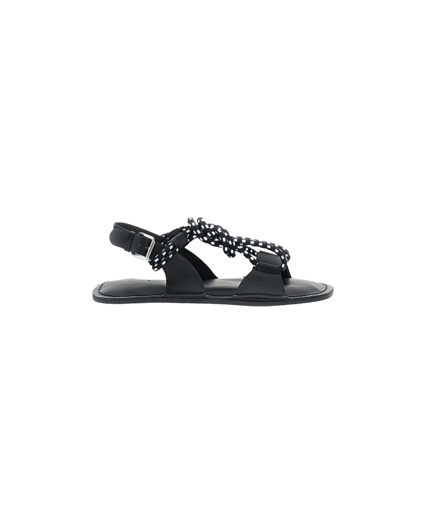 Plan C Lanyard Cord Sandals - Black