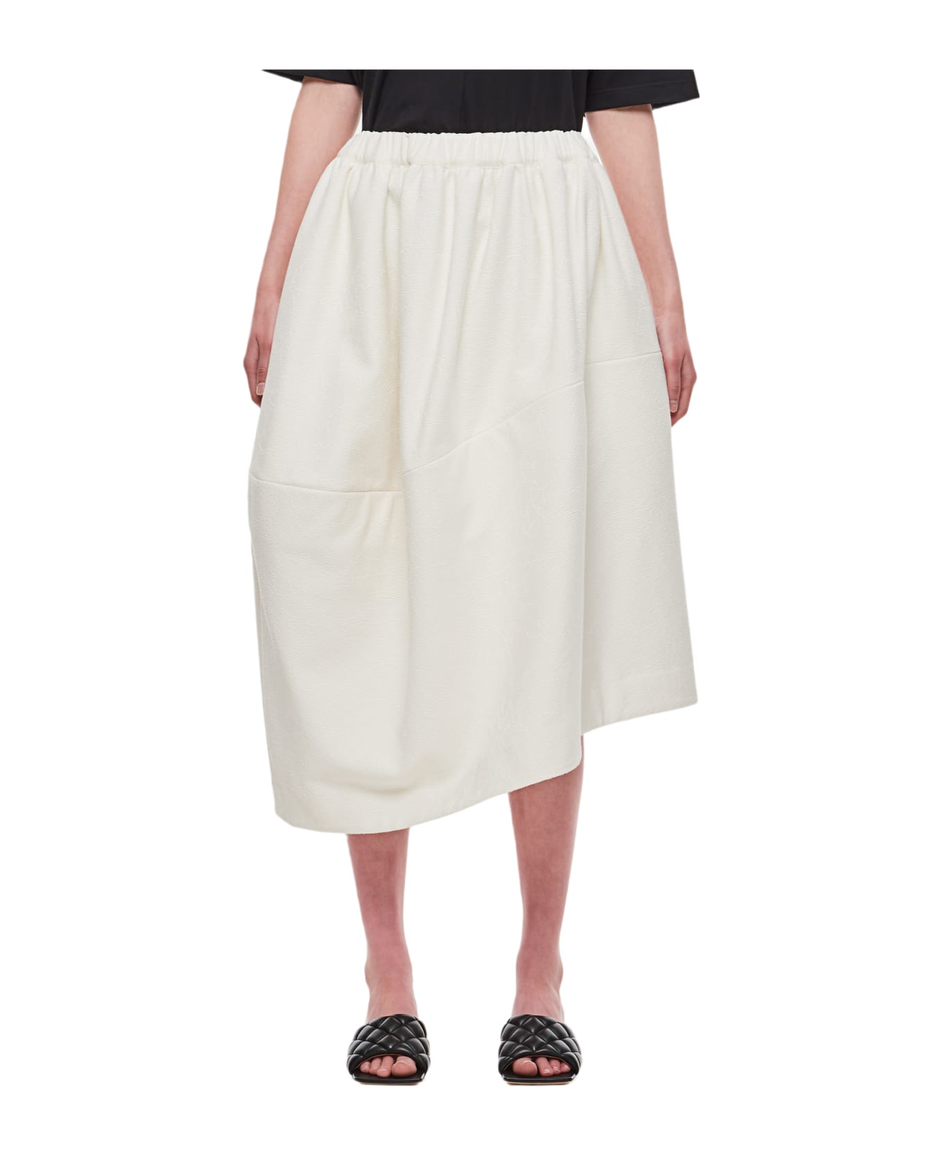 Comme des Garçons Cotton Nylon Blen Midi Skirt - White