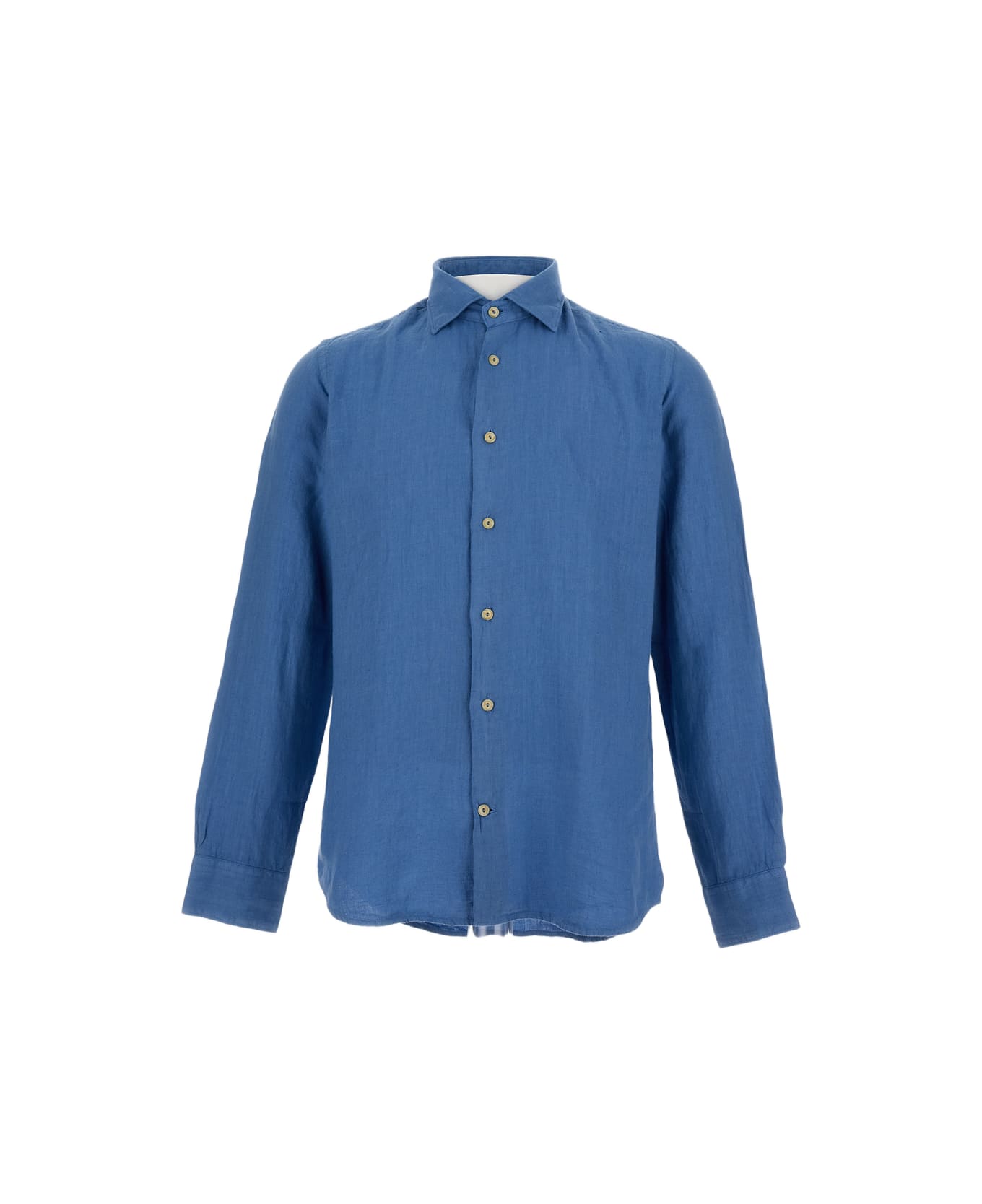 Drumohr Men
s Linen Shirt - Clear Blue