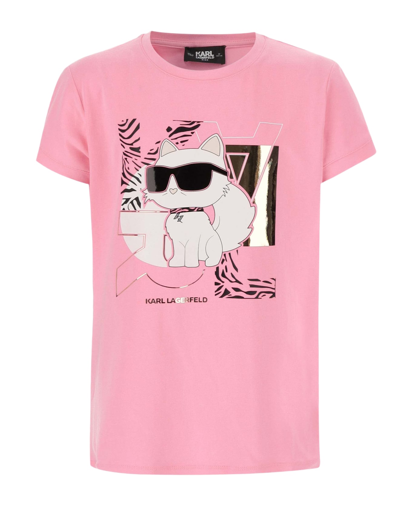 Karl Lagerfeld Cotton Blend T-shirt With Logo - Pink