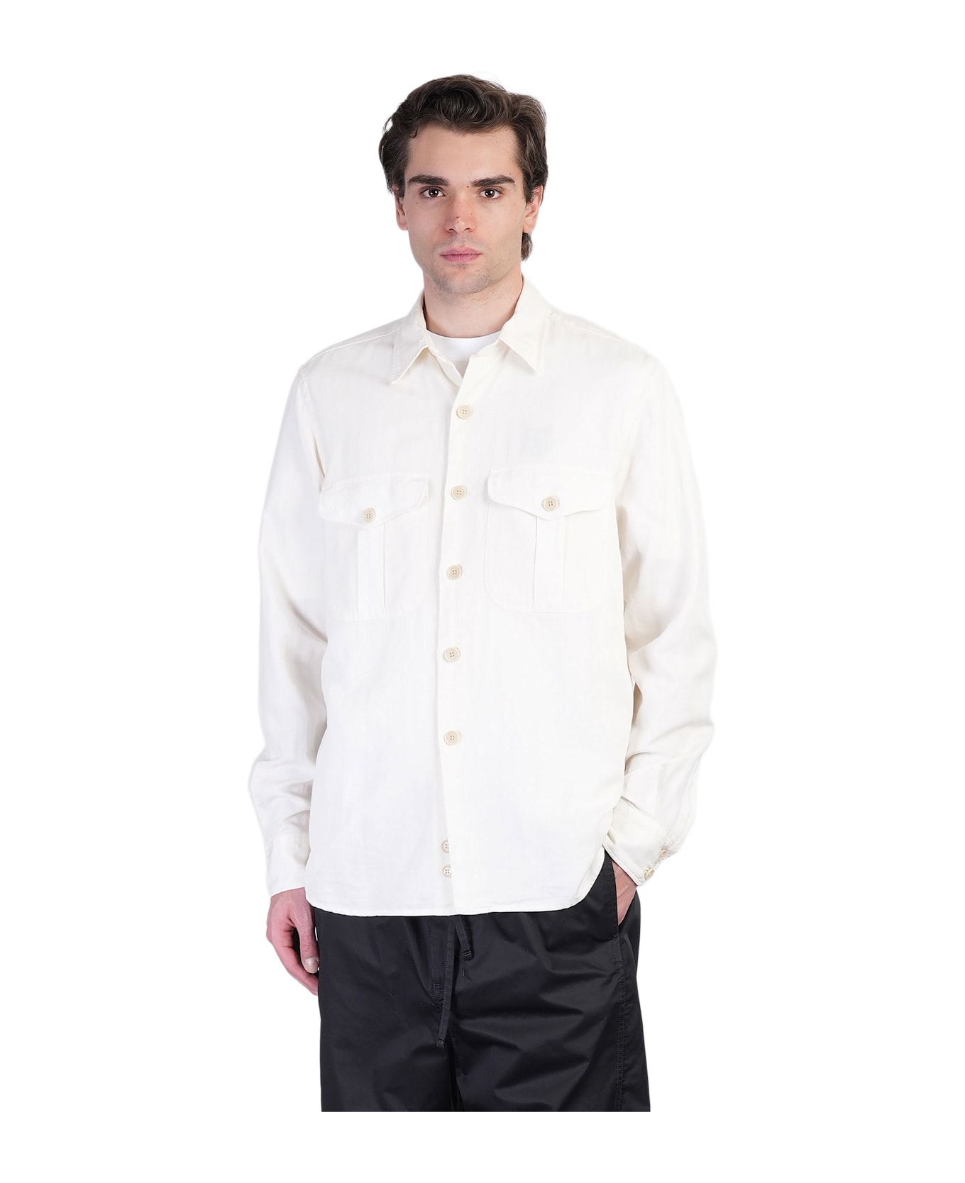 Aspesi Glenn Shirt In Beige Linen - beige