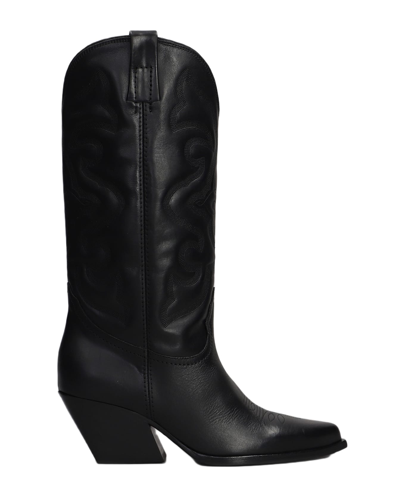 Elena Iachi Texan Boots In Black Leather - black