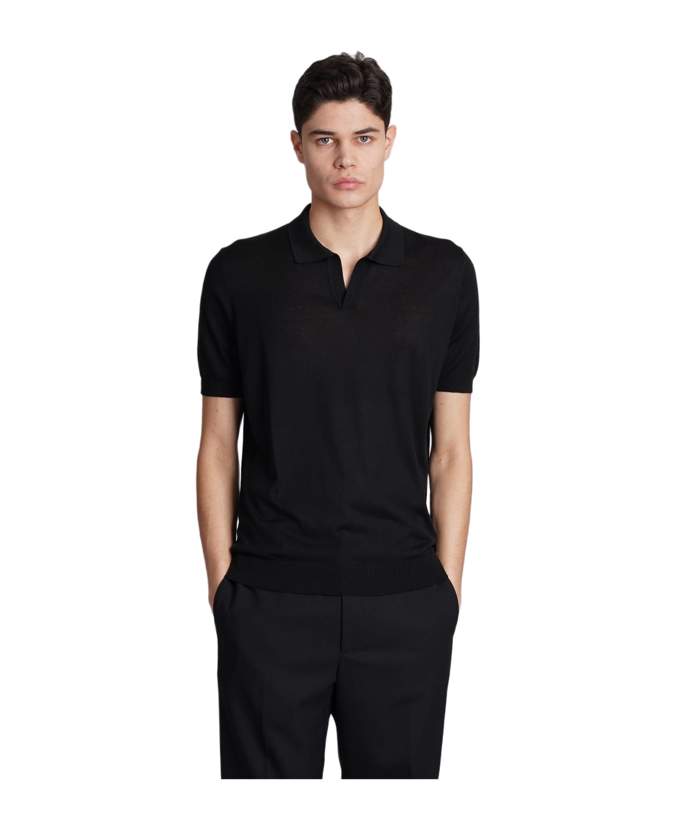 Tagliatore 0205 Polo In Black Silk - black ポロシャツ
