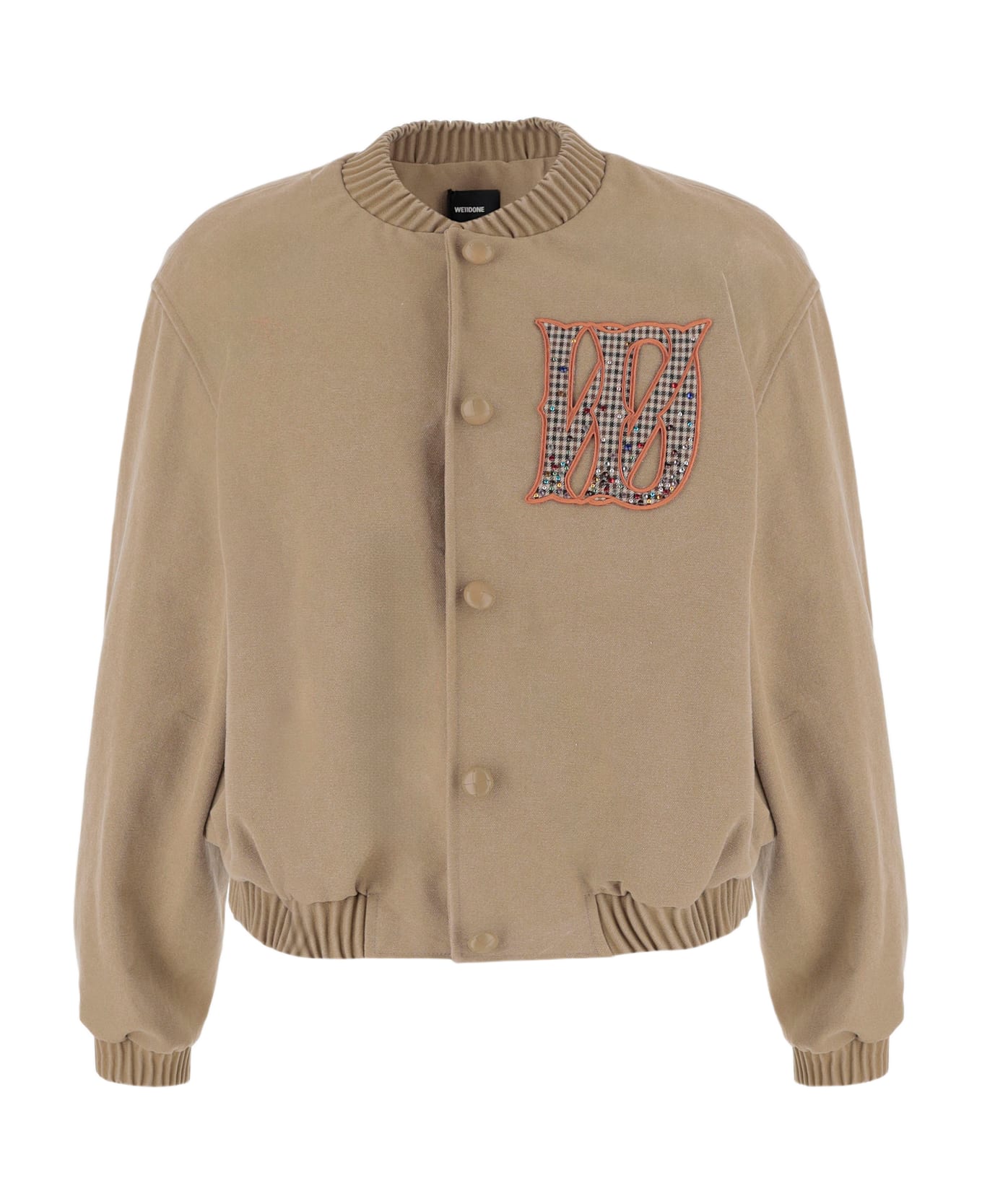 WE11 DONE Cotton Blend Jacket With Logo - Beige