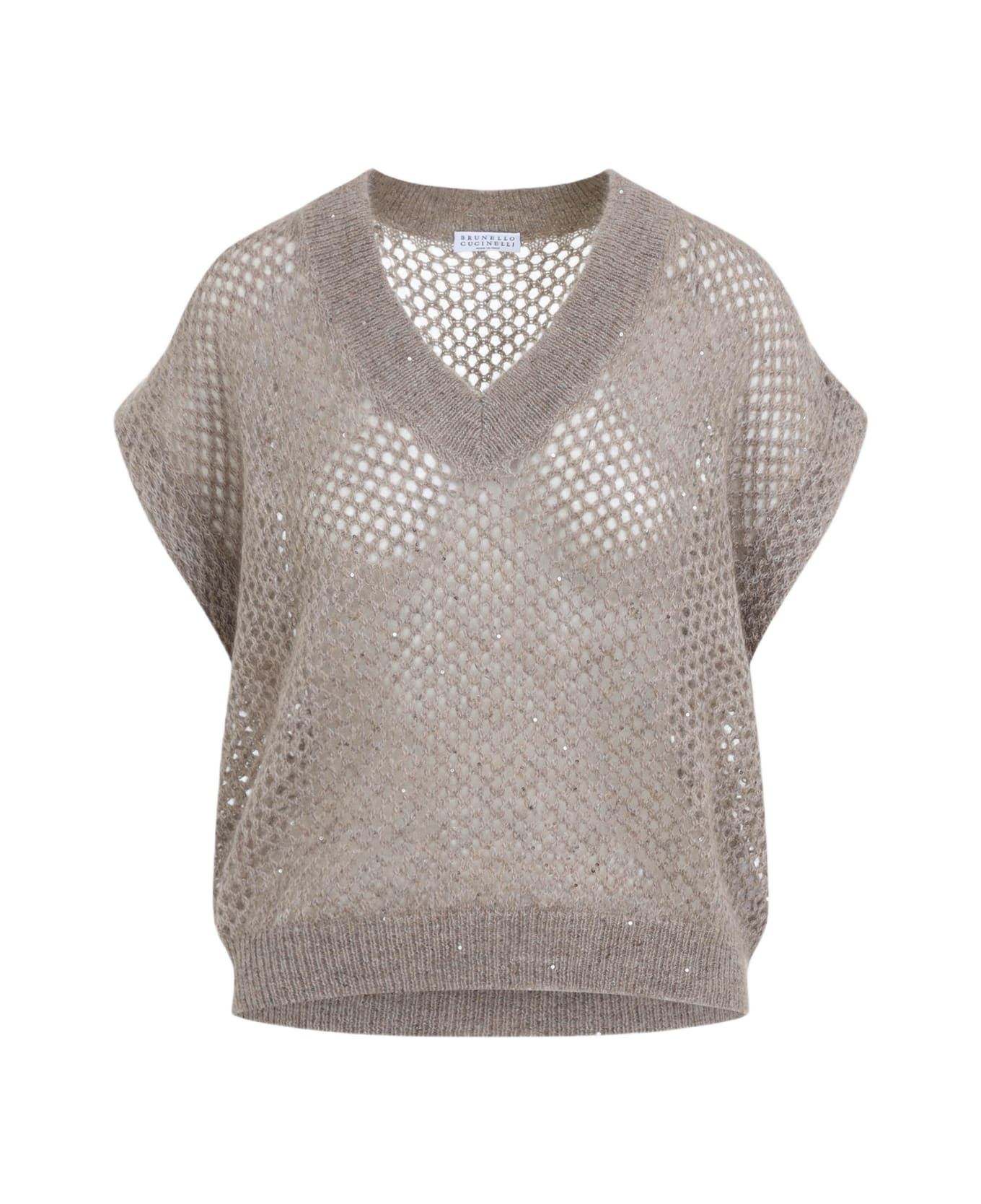 Brunello Cucinelli Mohair Diamond Knit Vest - Brown Caldo